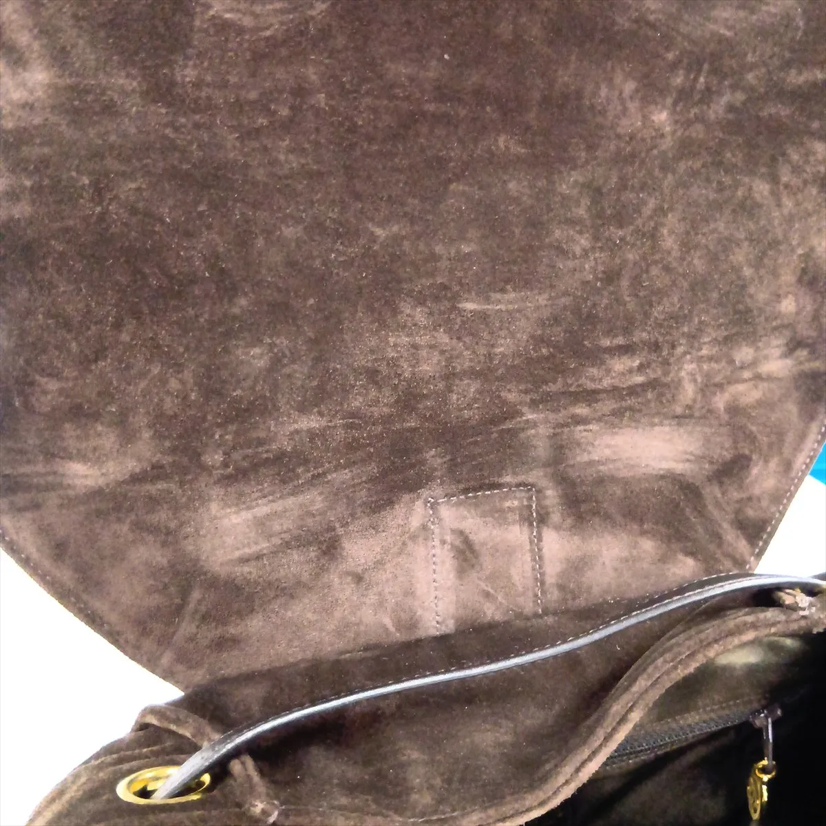 Coco Mark Suede Chain Backpack, Brown with Gold Hardware, Item No. 3635510 (Serial No. 3) — view 14