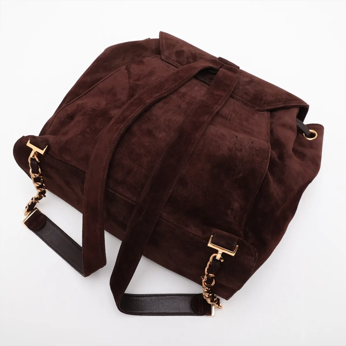 Coco Mark Suede Chain Backpack, Brown with Gold Hardware, Item No. 3635510 (Serial No. 3) — view 5