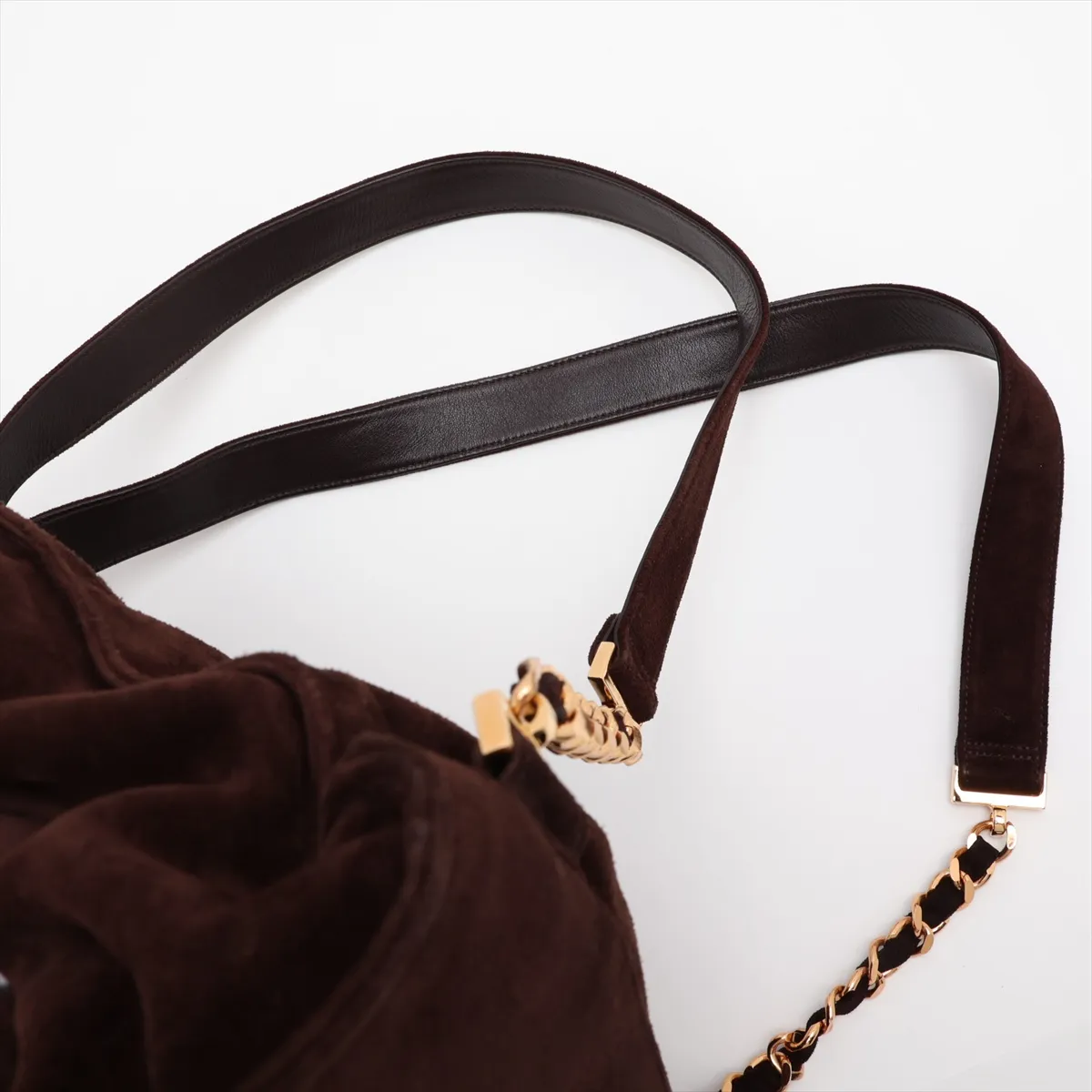 Coco Mark Suede Chain Backpack, Brown with Gold Hardware, Item No. 3635510 (Serial No. 3) — view 6