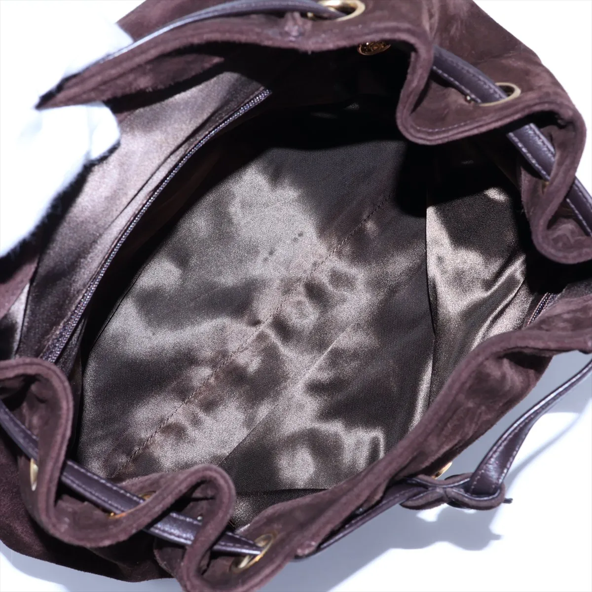 Coco Mark Suede Chain Backpack, Brown with Gold Hardware, Item No. 3635510 (Serial No. 3) — view 7