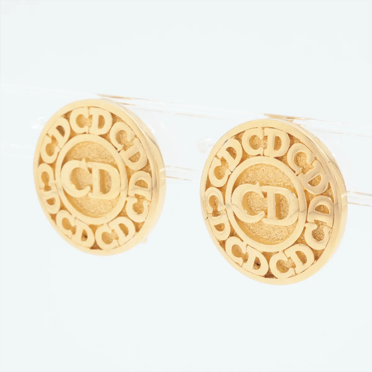 CD logo earrings (for both ears), GP gold. Shows signs of wear, — view 3