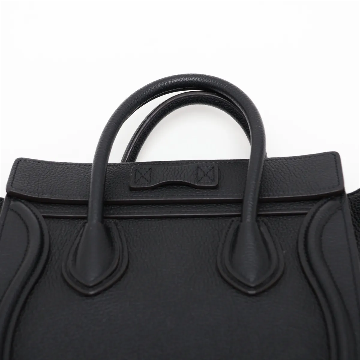 Luggage Nano Shopper Leather 2-Way Handbag, Black — view 6