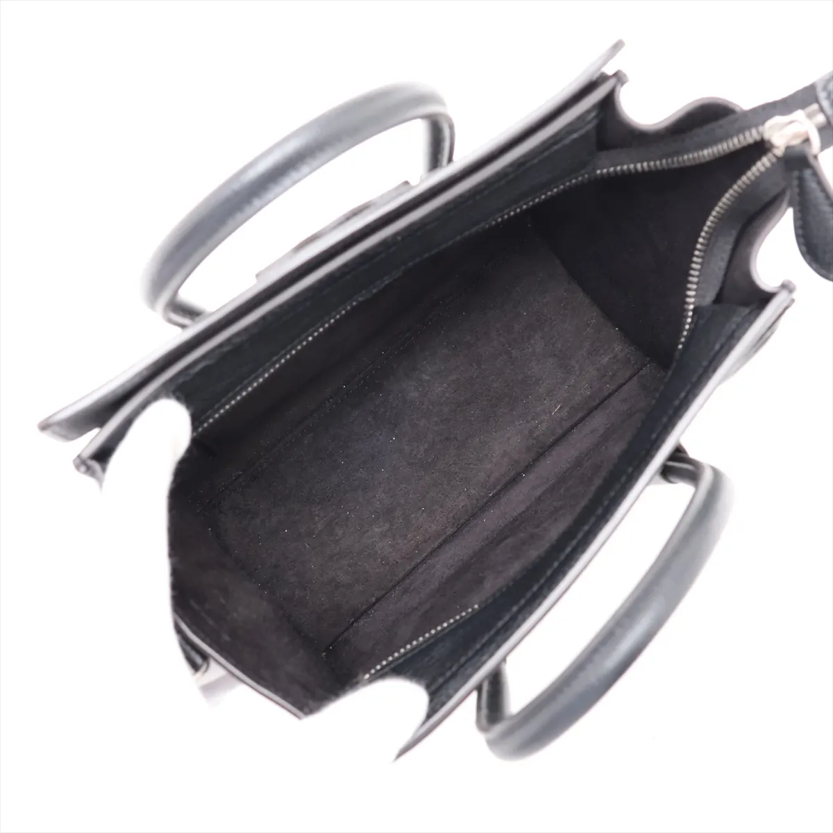 Luggage Nano Shopper Leather 2-Way Handbag, Black — view 7