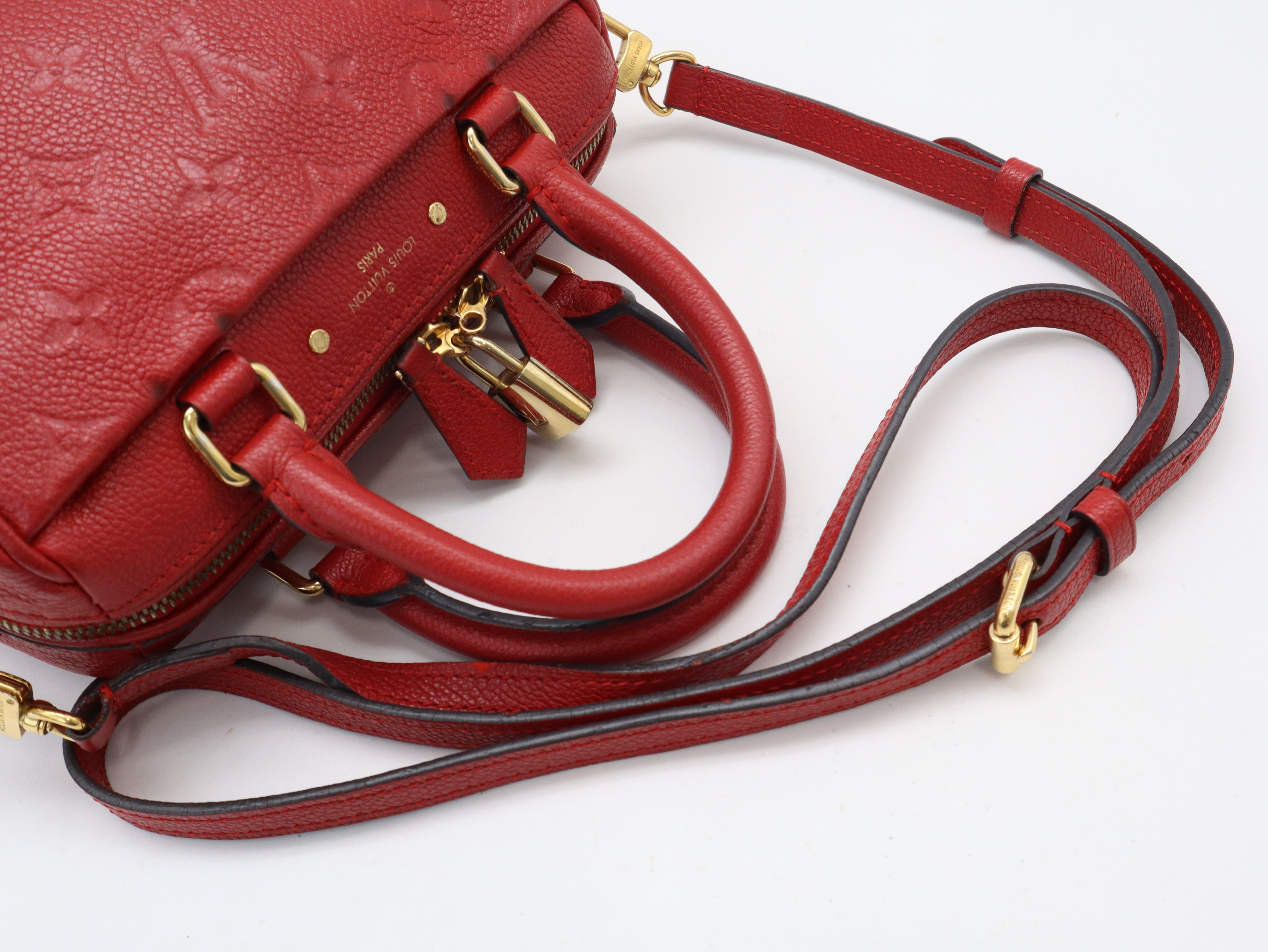 M42395 Monogram Empreinte Speedy Bandoulière 20 NM Cerise Handbag with Shoulder Strap and Padlock — view 6
