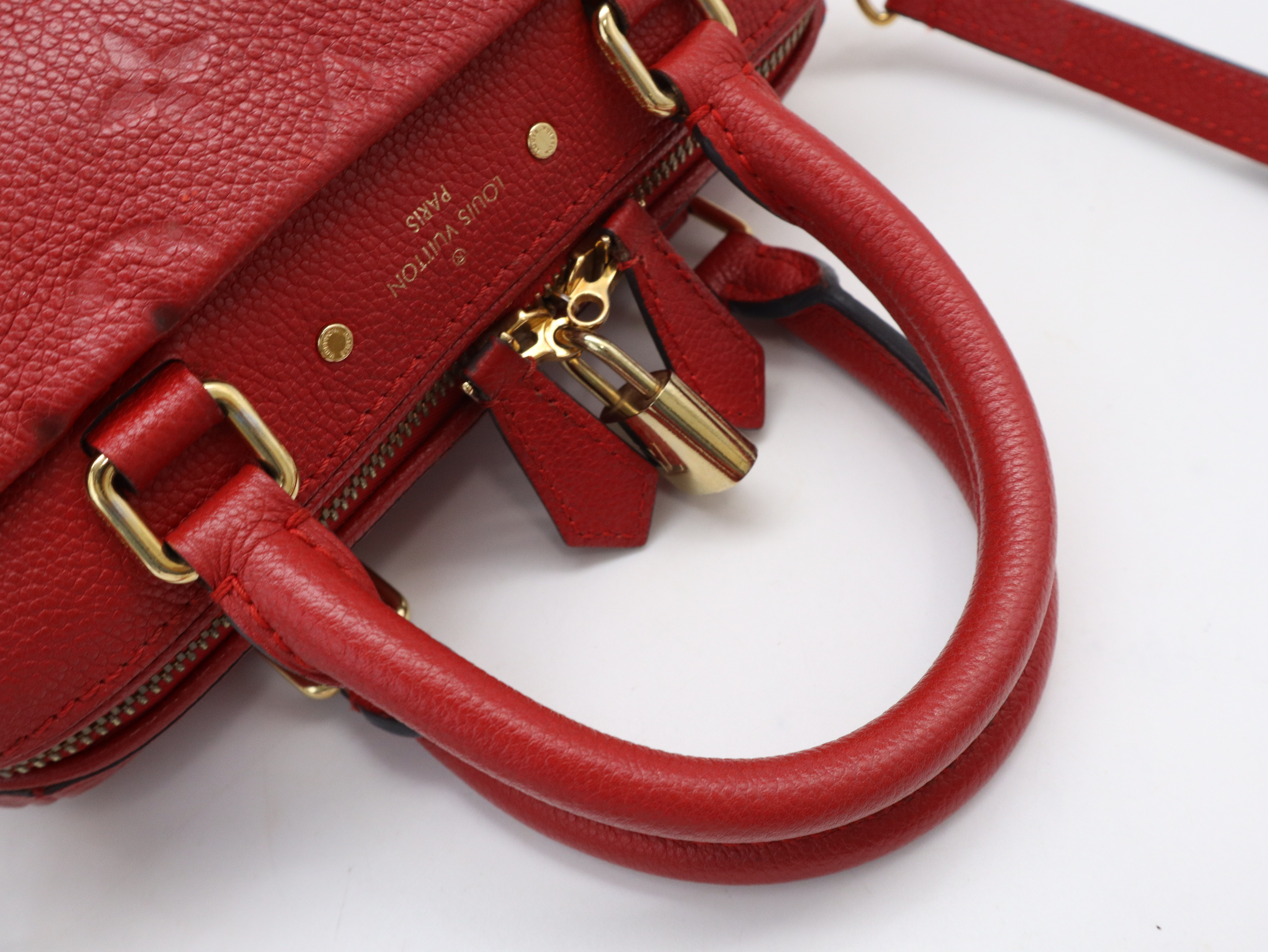 M42395 Monogram Empreinte Speedy Bandoulière 20 NM Cerise Handbag with Shoulder Strap and Padlock — view 7