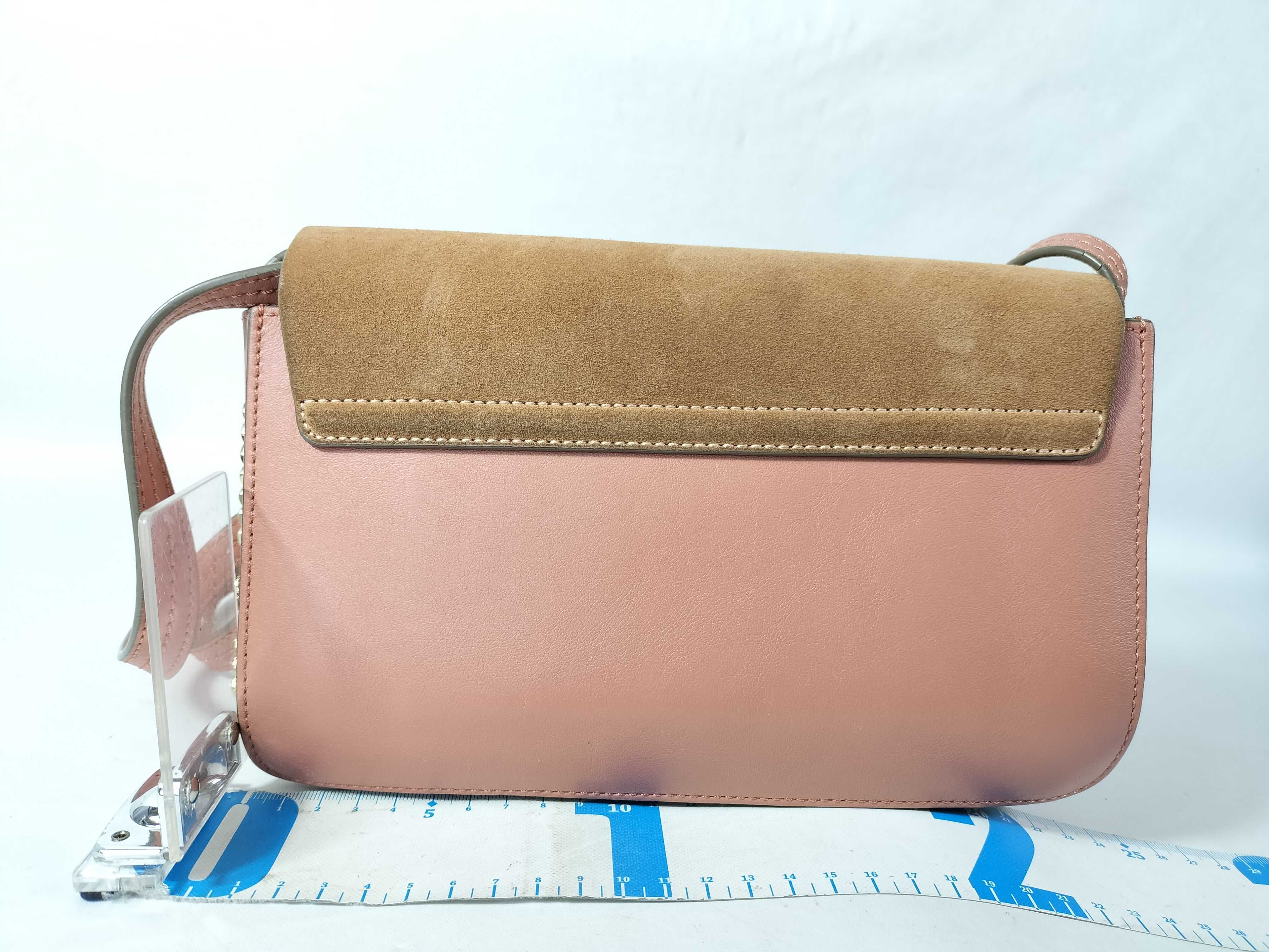 Faye Pink x Beige Suede & Leather Shoulder Bag — view 2