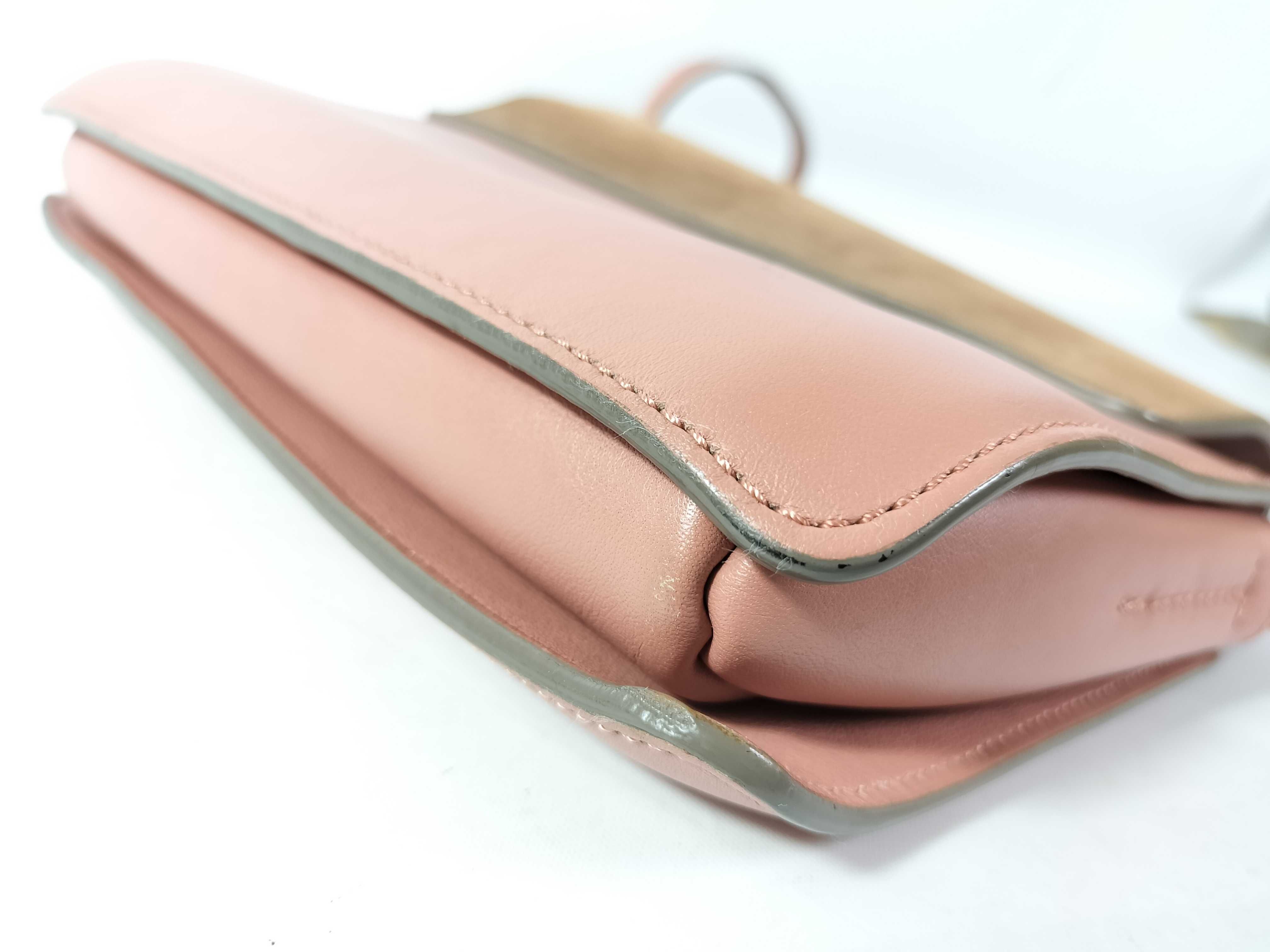 Faye Pink x Beige Suede & Leather Shoulder Bag — view 6