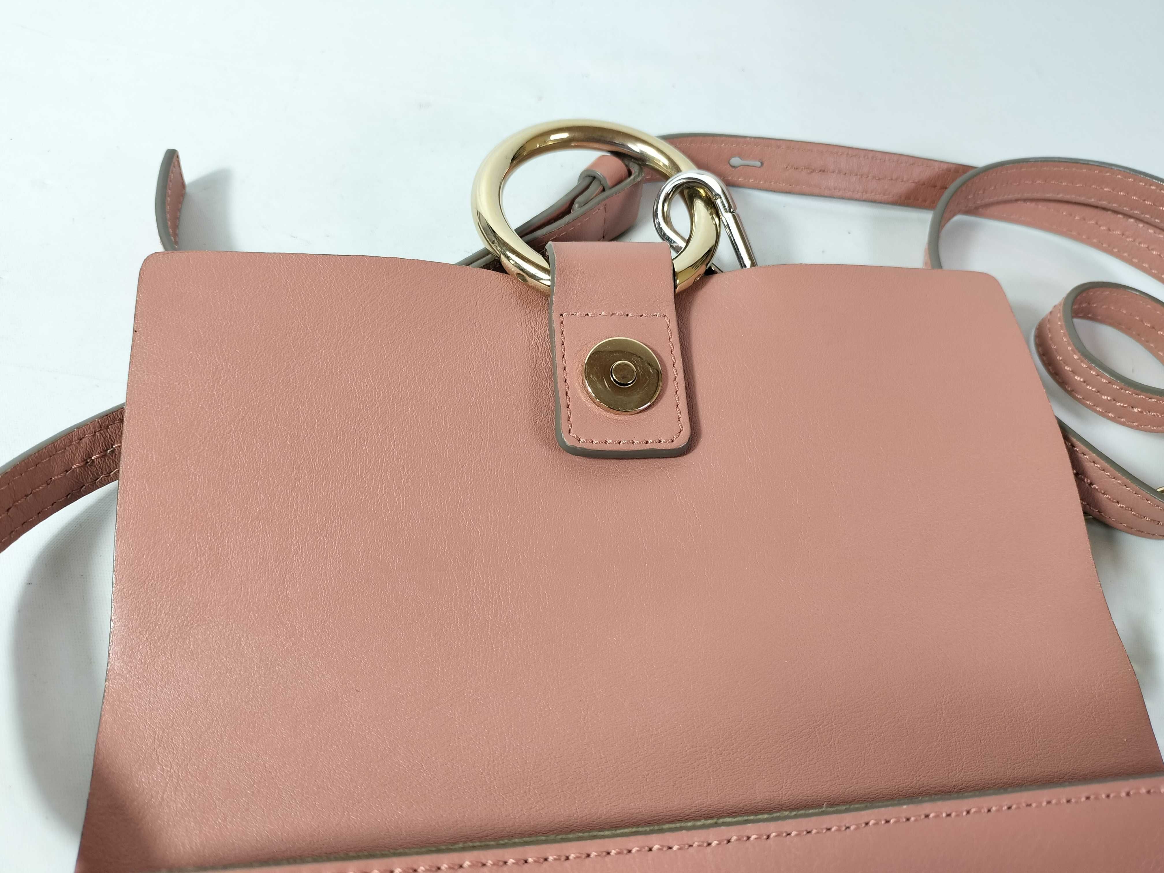 Faye Pink x Beige Suede & Leather Shoulder Bag — view 8