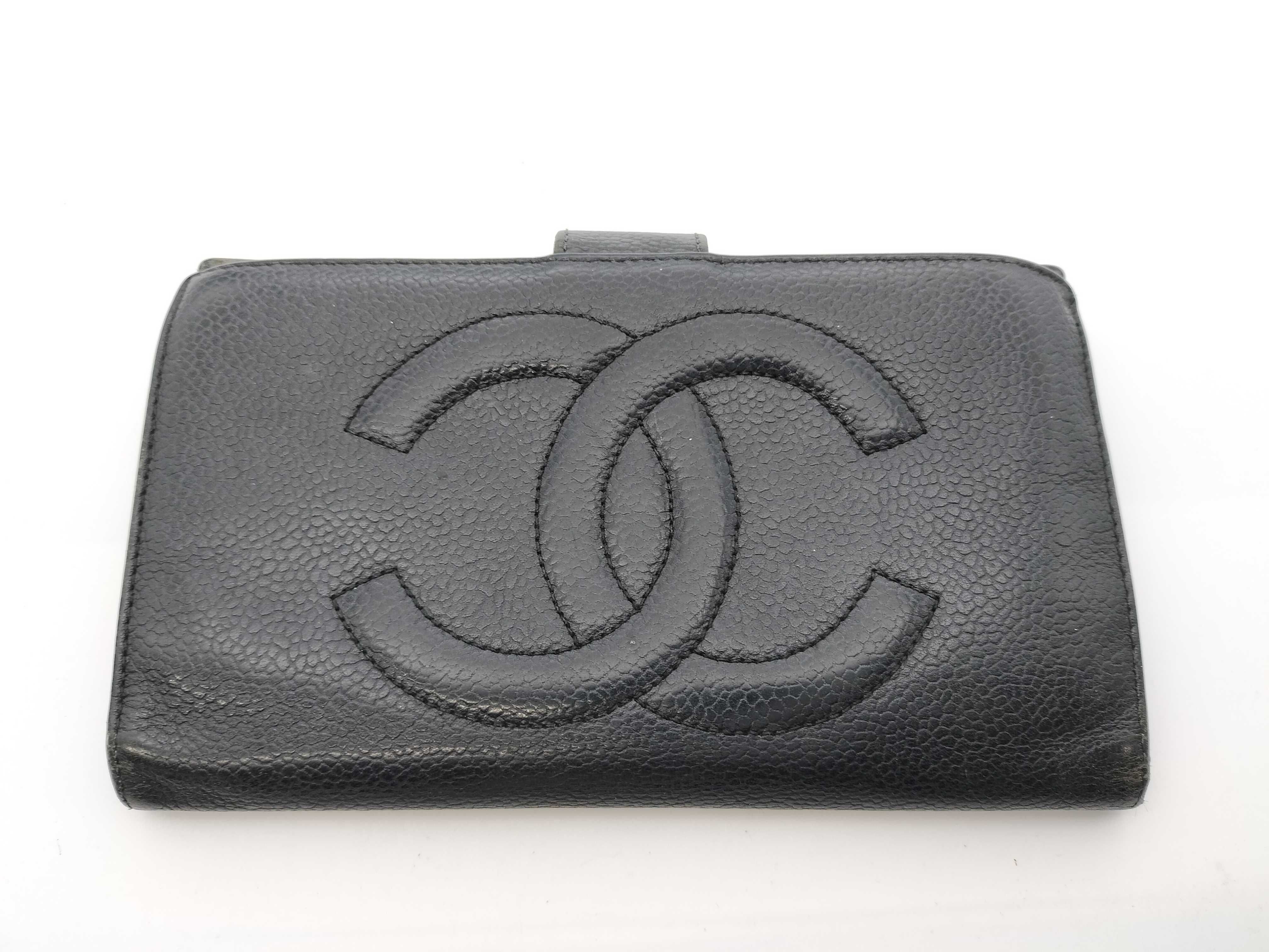 Caviar Skin Coco Snap Folding Wallet