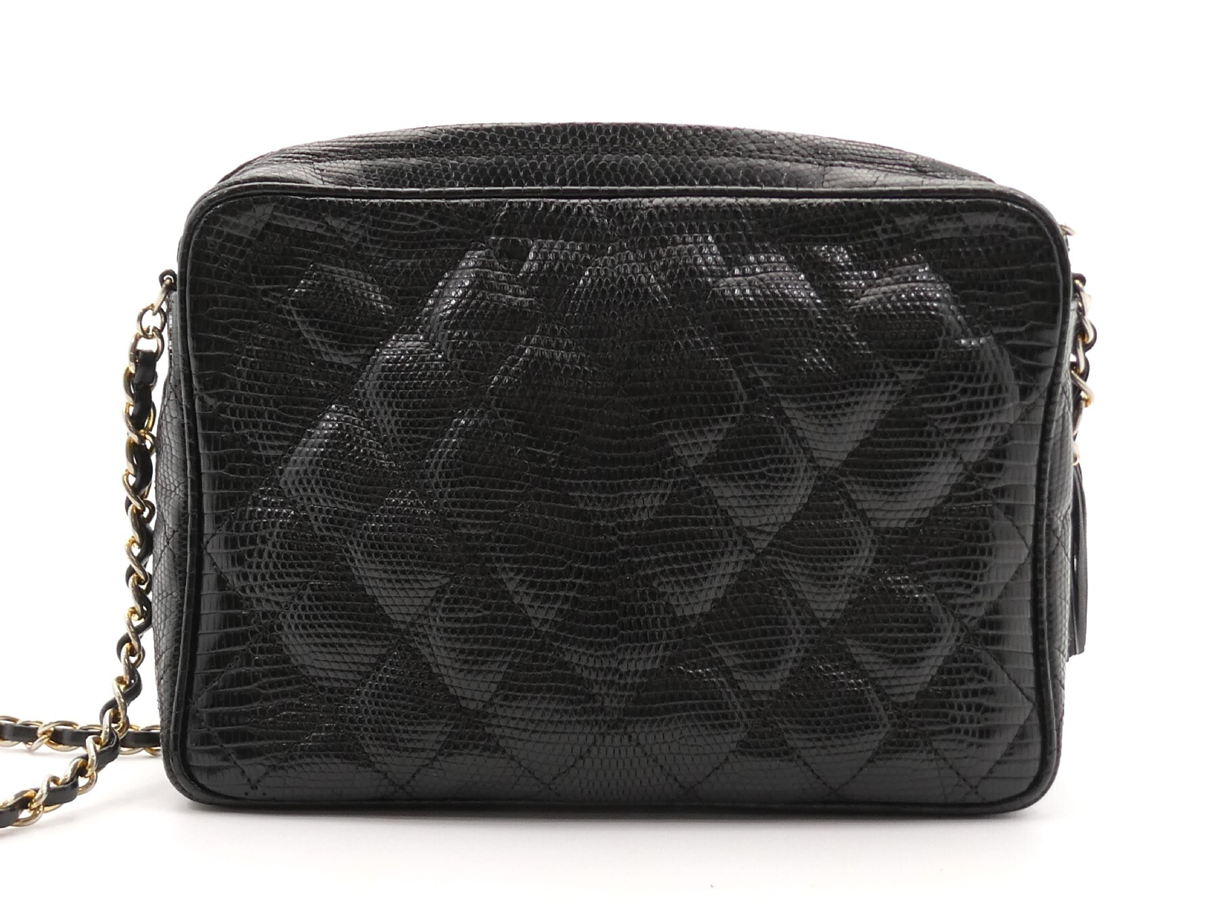 Matelassé Lizard Coco Mark Fringe Chain Shoulder Bag — view 2