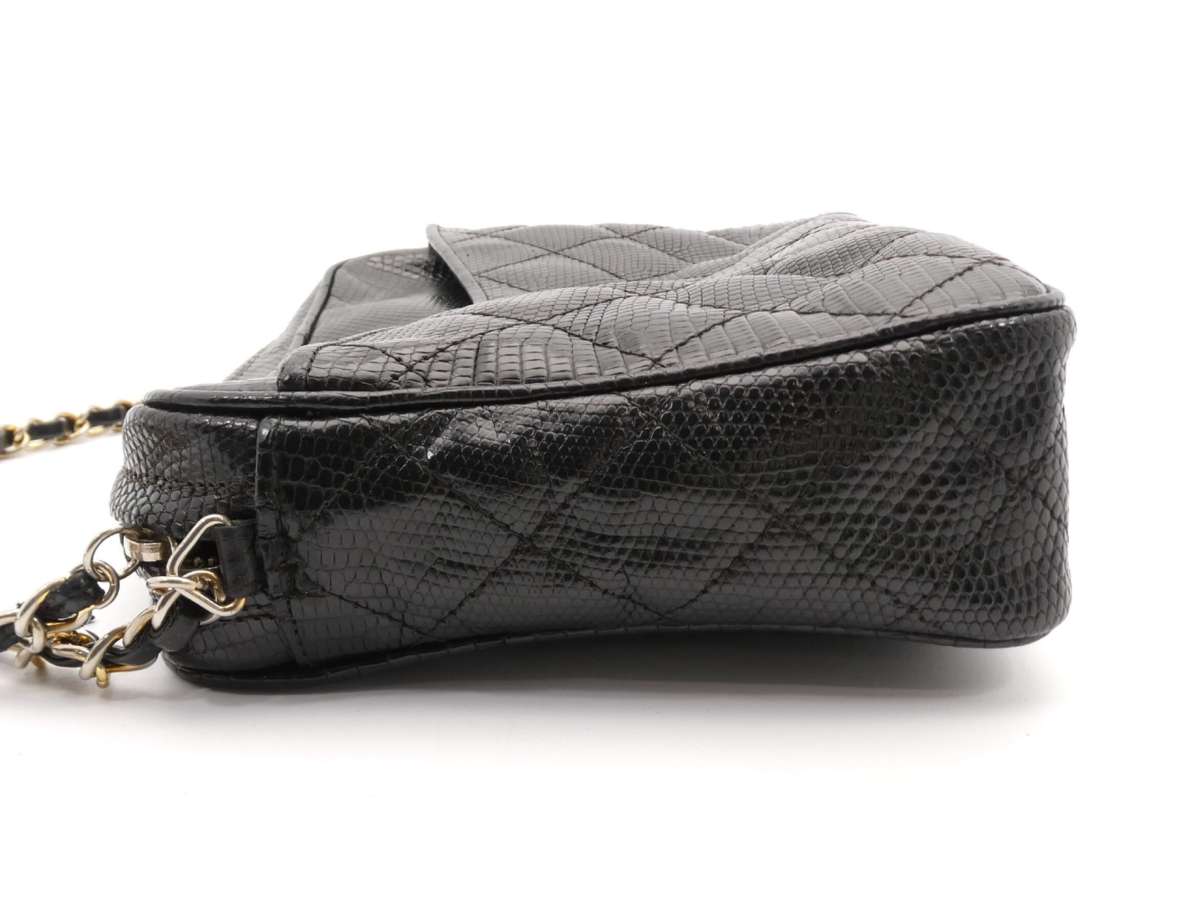 Matelassé Lizard Coco Mark Fringe Chain Shoulder Bag — view 3