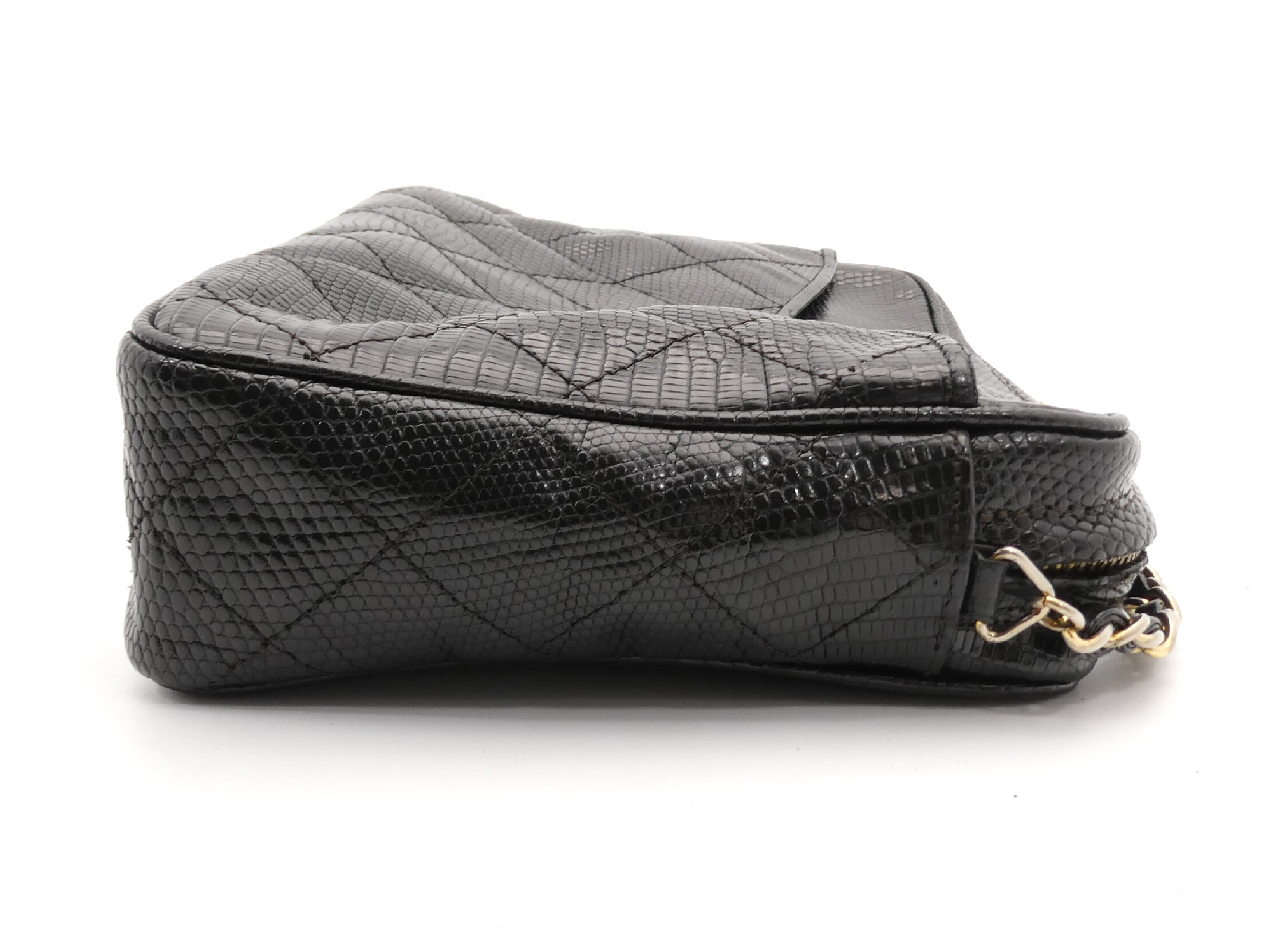 Matelassé Lizard Coco Mark Fringe Chain Shoulder Bag — view 4