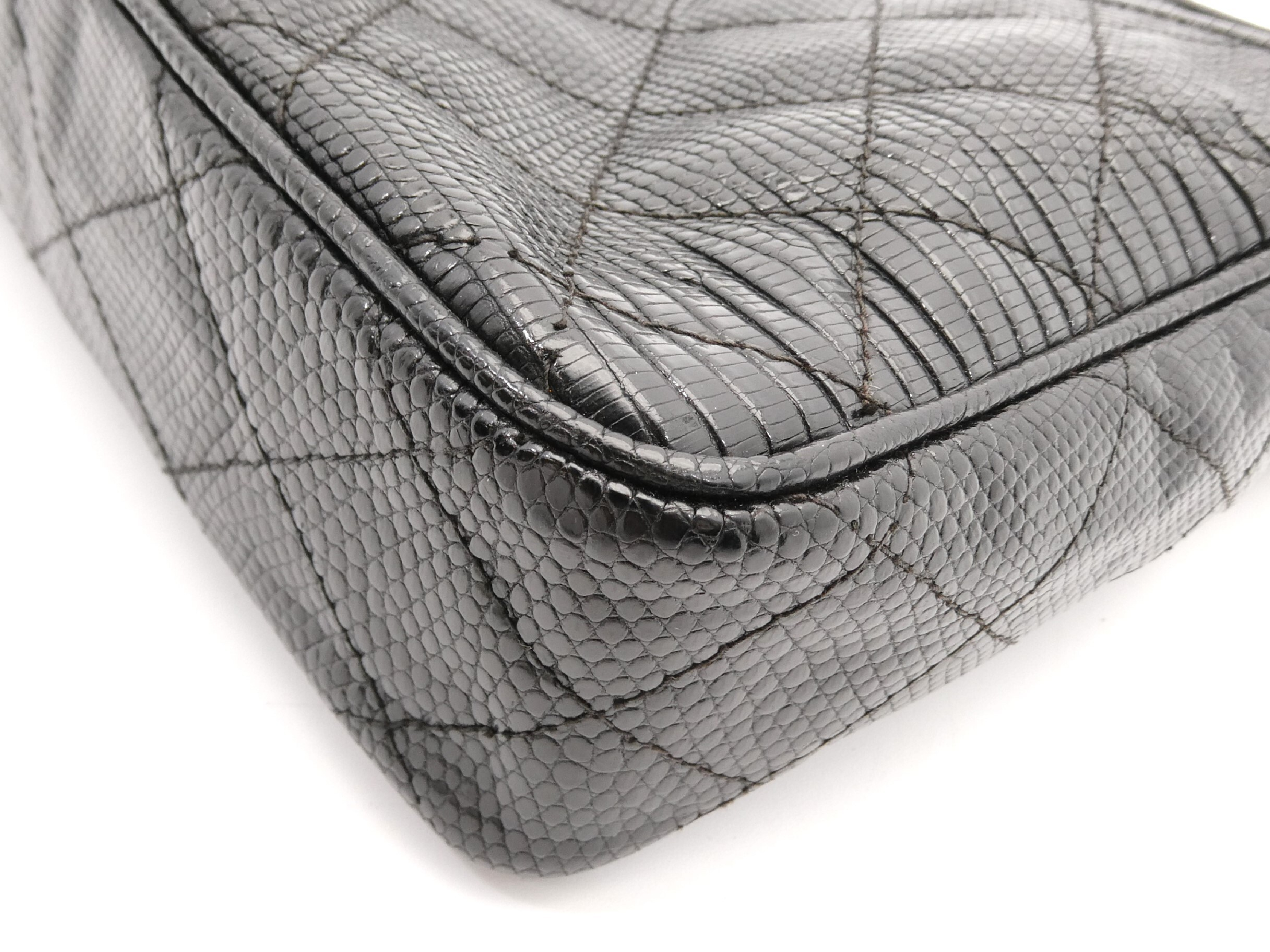 Matelassé Lizard Coco Mark Fringe Chain Shoulder Bag — view 10