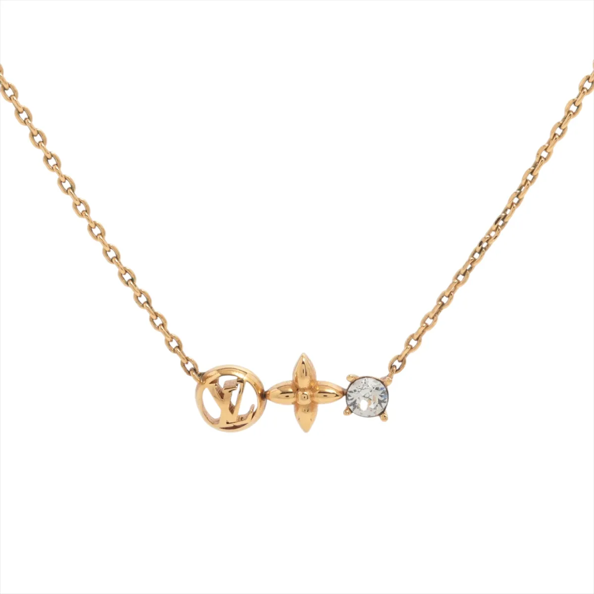 M00368 Collier Petit Louis Necklace, GP x Rhinestone, Gold,