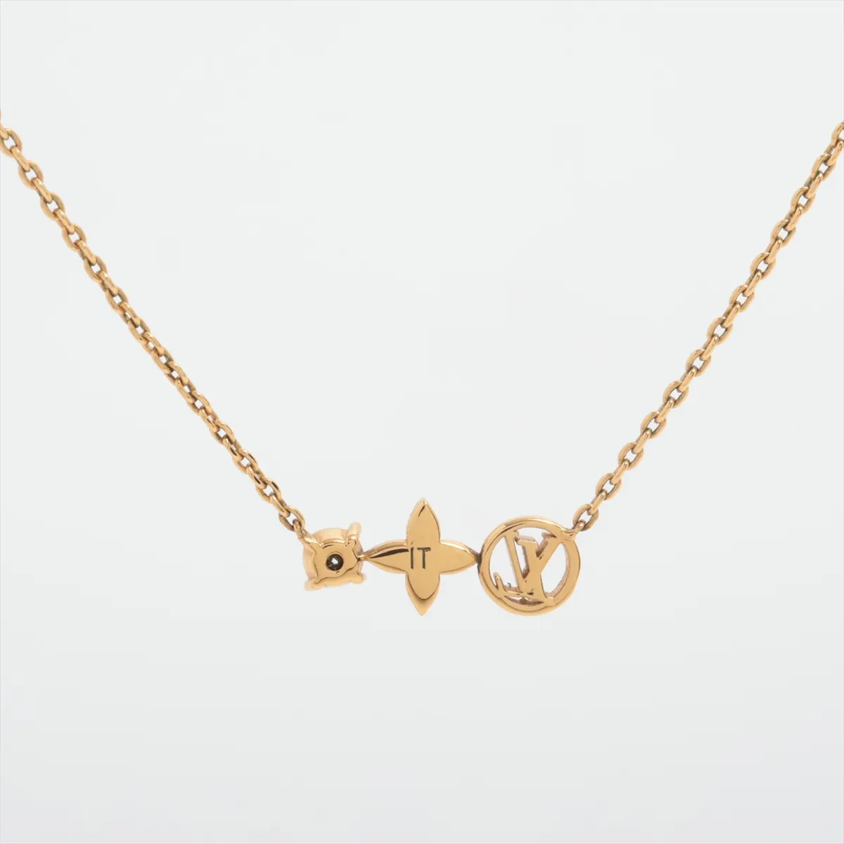 M00368 Collier Petit Louis Necklace, GP x Rhinestone, Gold, — view 2