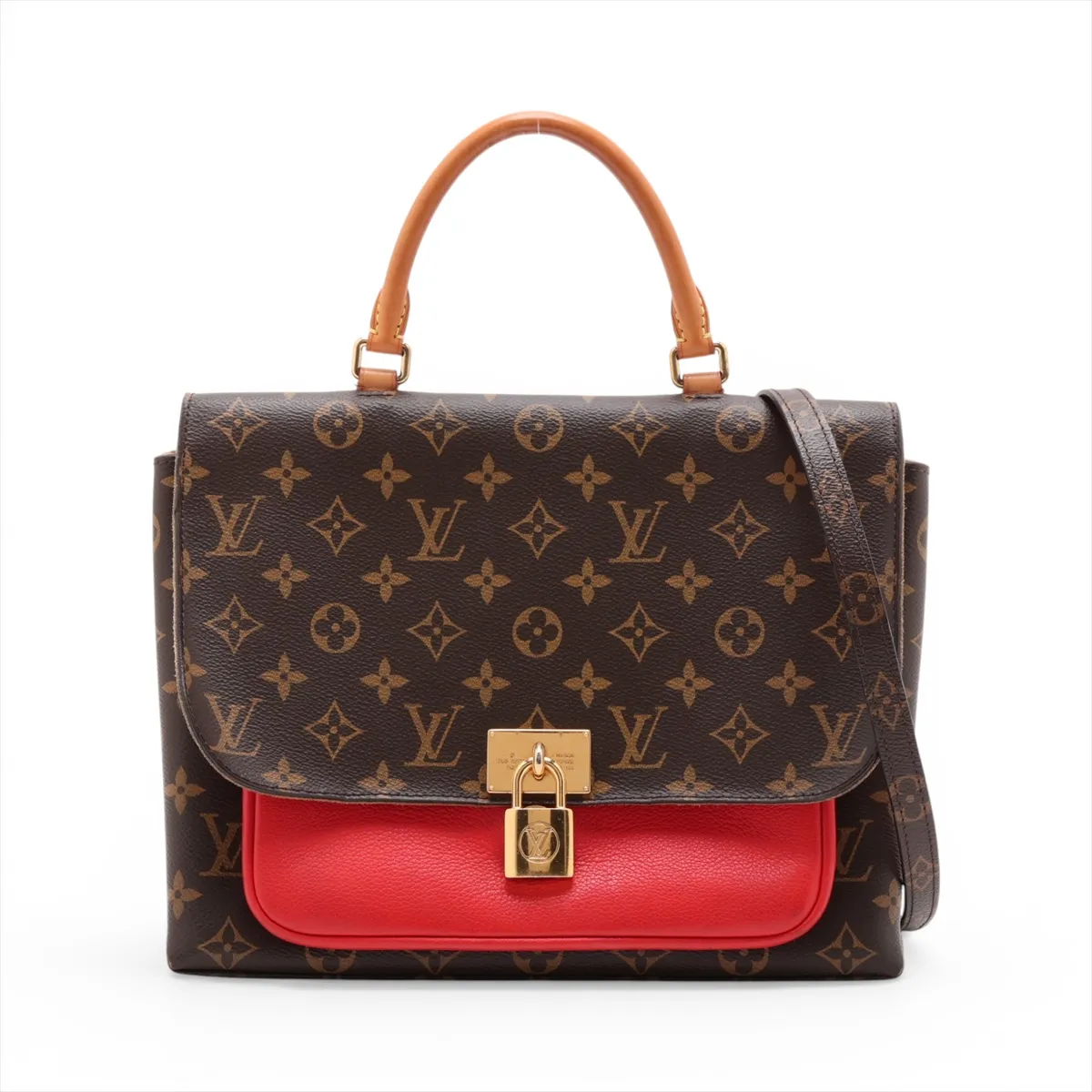 Monogram x Leather Marignan M44286 FL3118 Brown x Red (RFID detected)