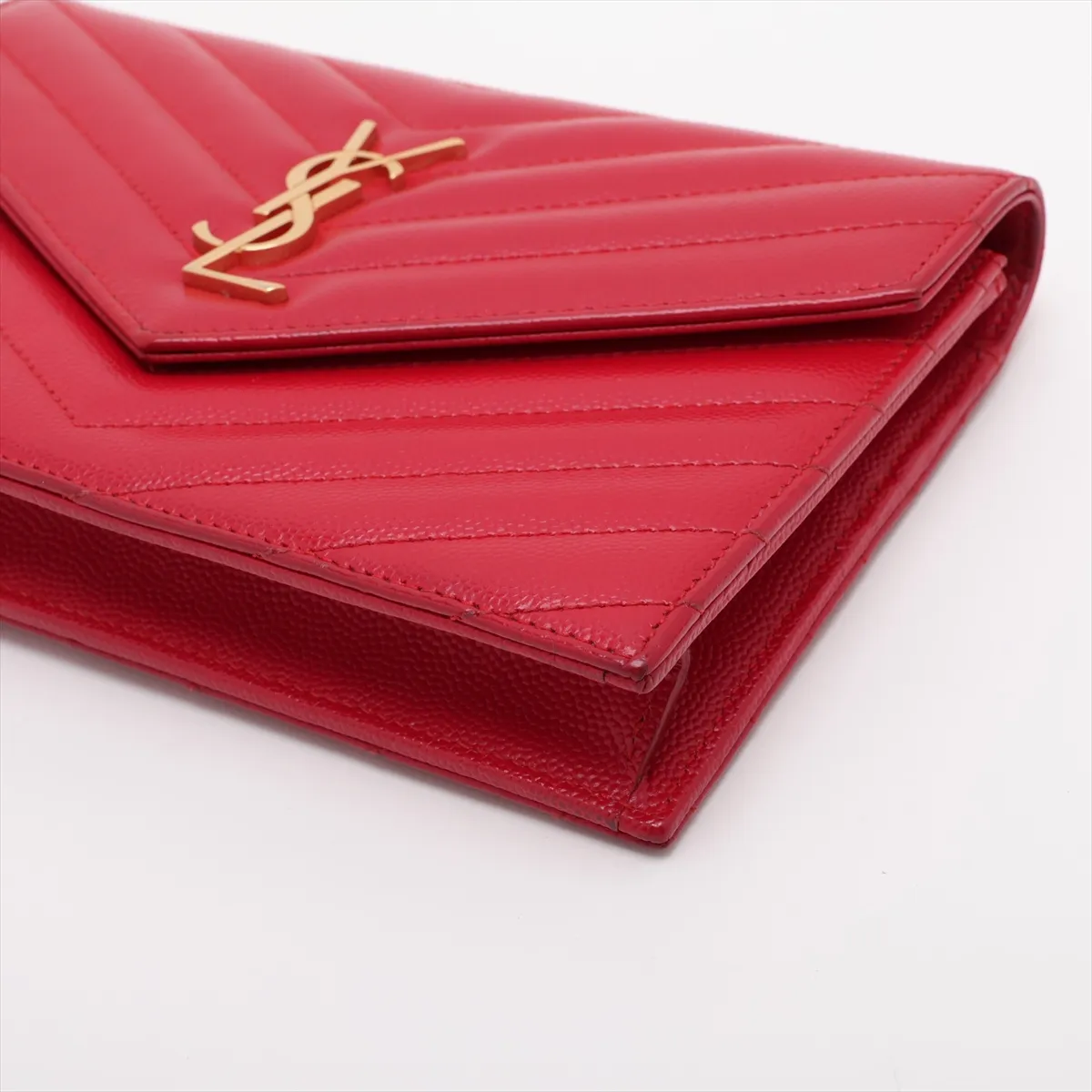 Cassandra Leather Chain Wallet, Red, 393953 — view 3