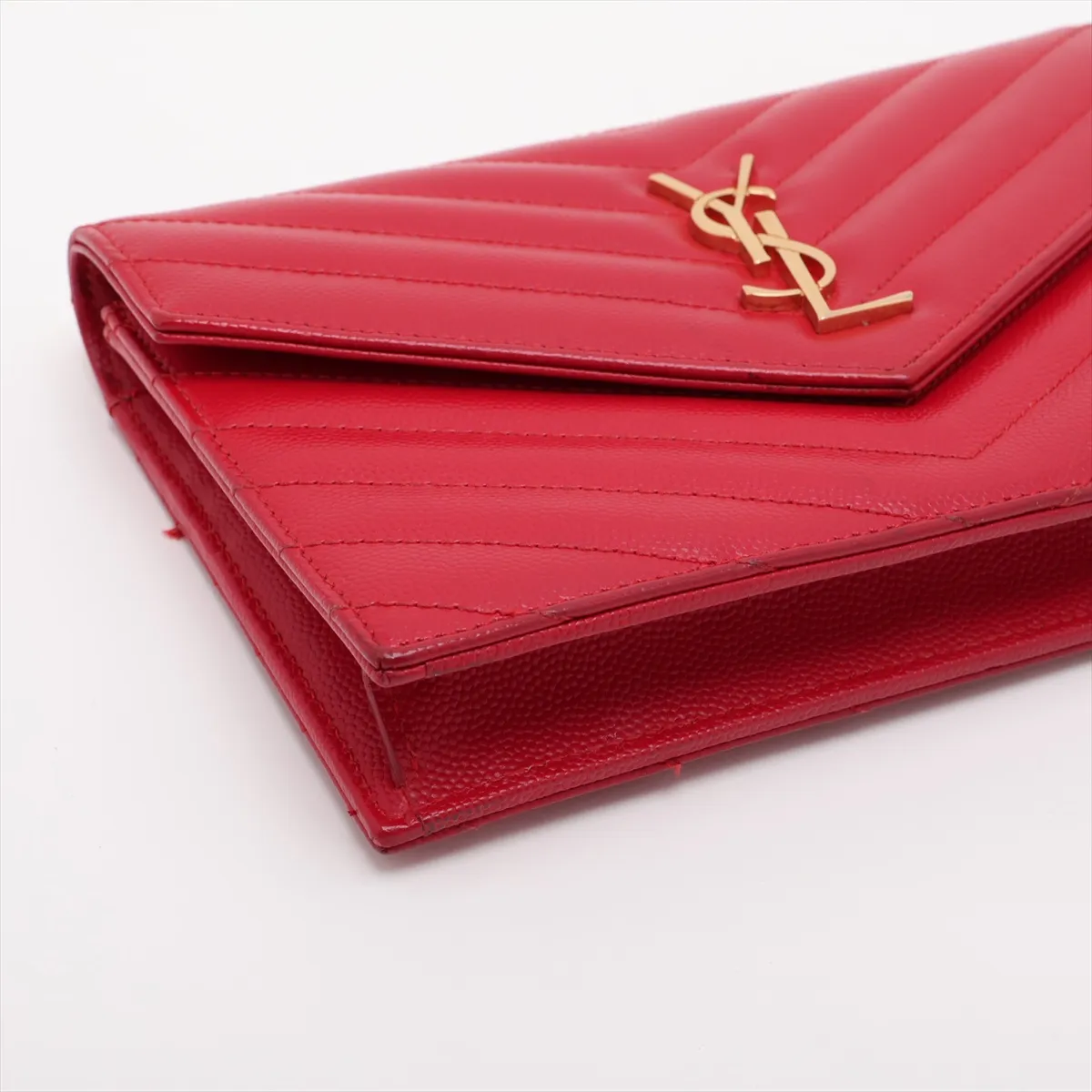 Cassandra Leather Chain Wallet, Red, 393953 — view 4