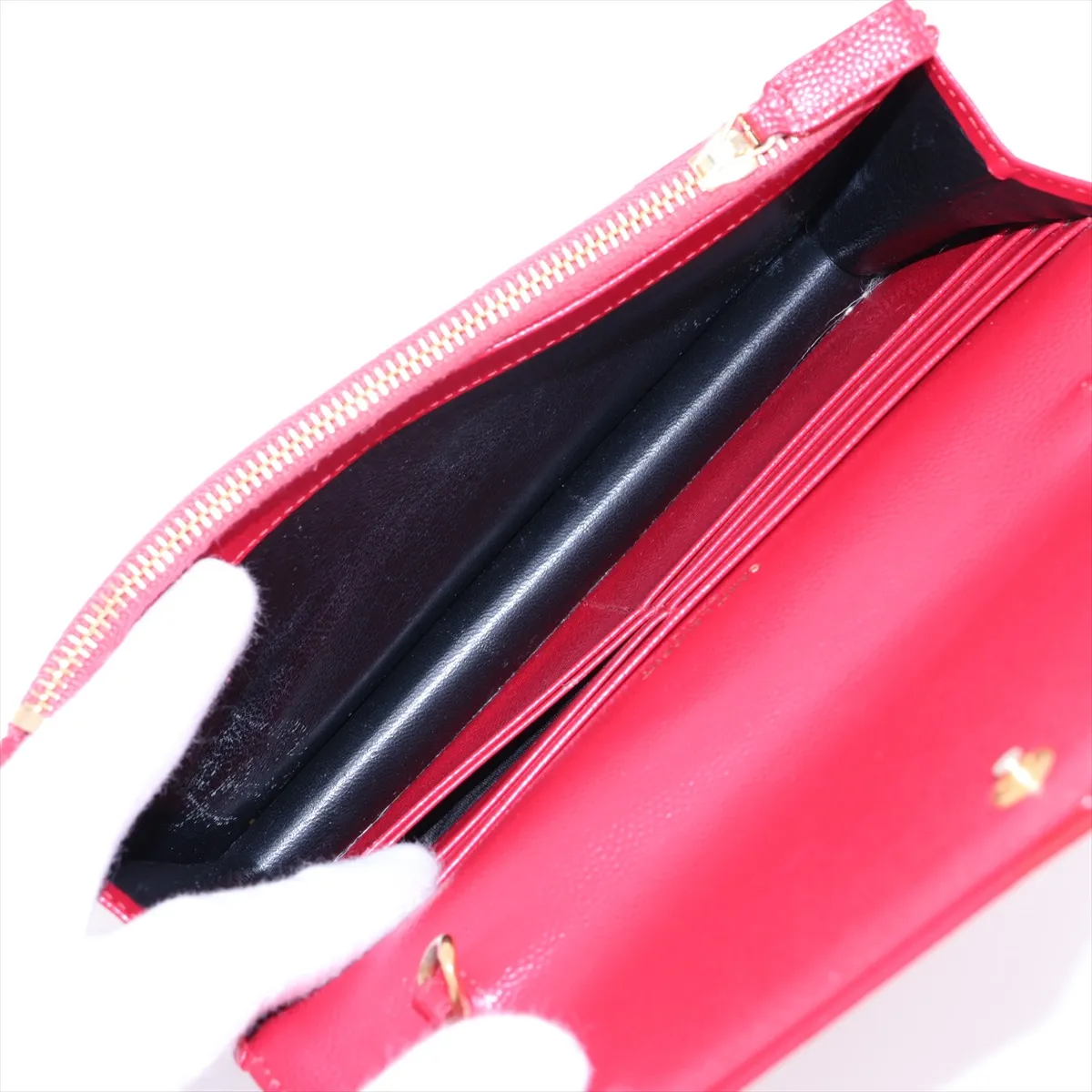 Cassandra Leather Chain Wallet, Red, 393953 — view 6