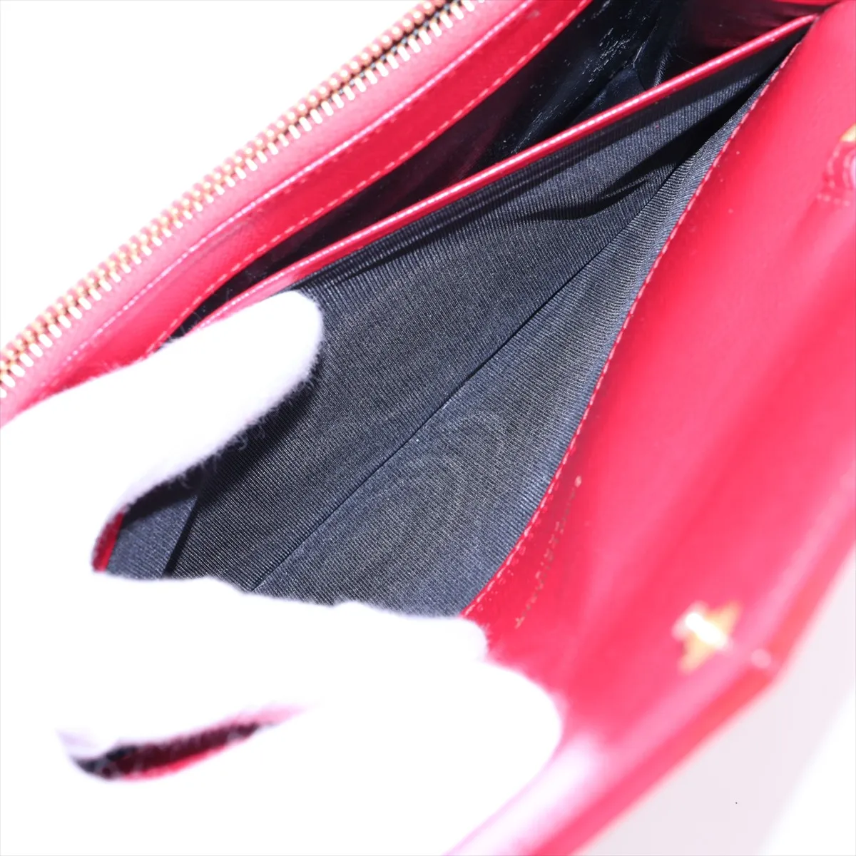 Cassandra Leather Chain Wallet, Red, 393953 — view 8