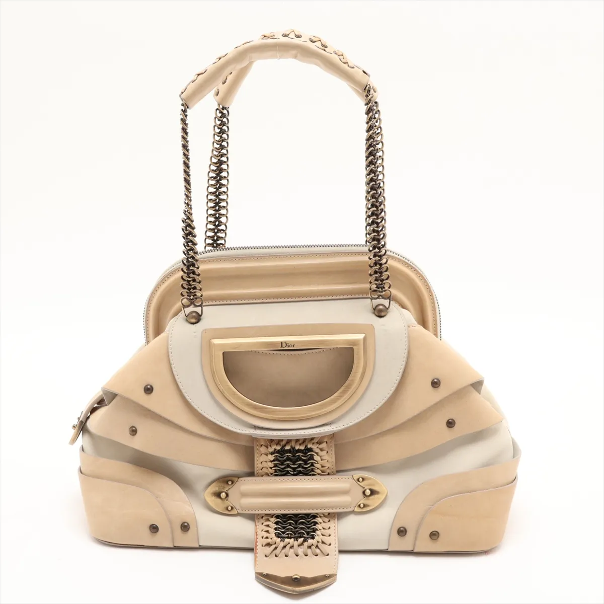 Jeanne Leather Chain Shoulder Bag, Beige