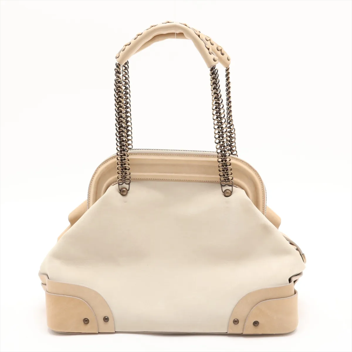 Jeanne Leather Chain Shoulder Bag, Beige — view 2