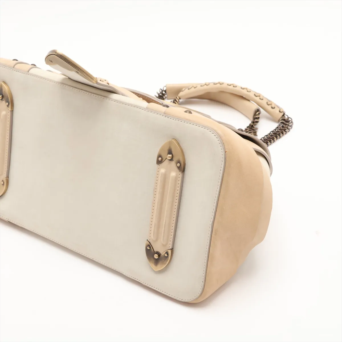 Jeanne Leather Chain Shoulder Bag, Beige — view 3
