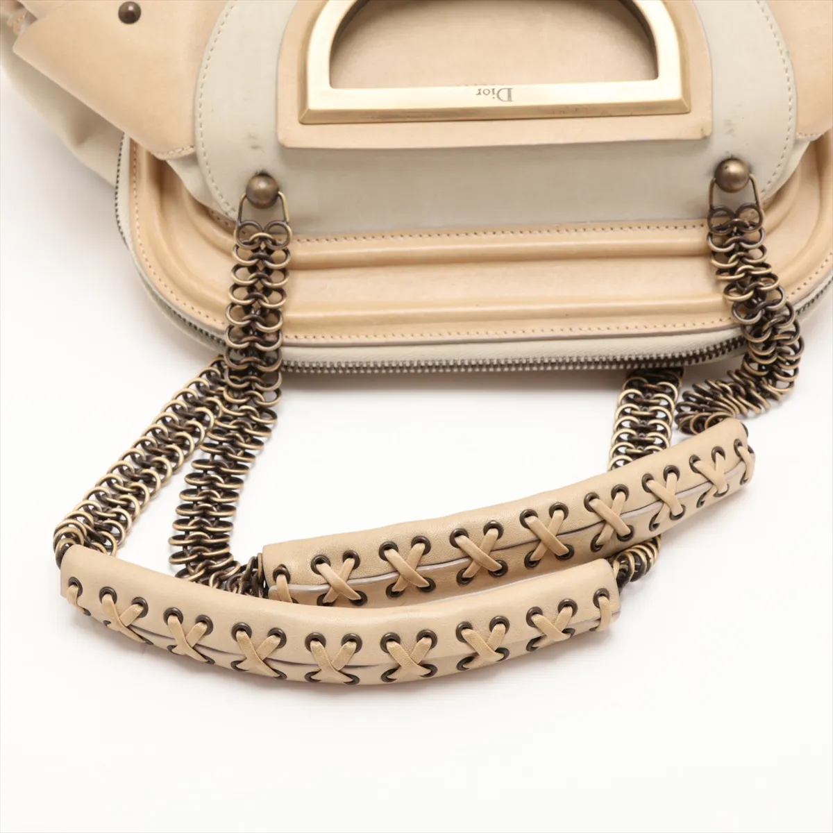 Jeanne Leather Chain Shoulder Bag, Beige — view 5