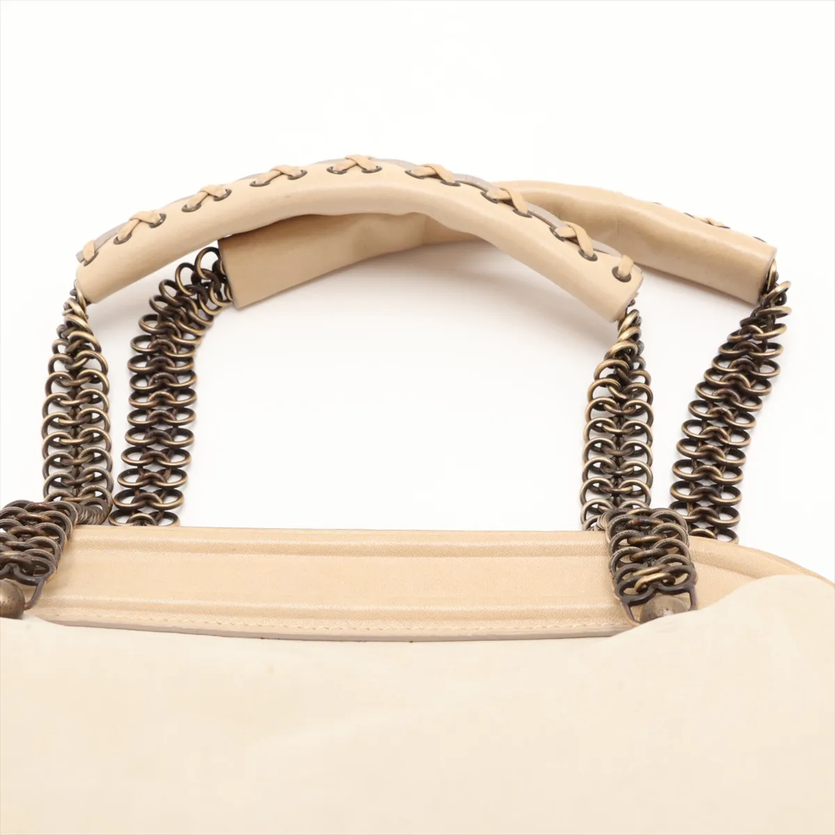 Jeanne Leather Chain Shoulder Bag, Beige — view 6