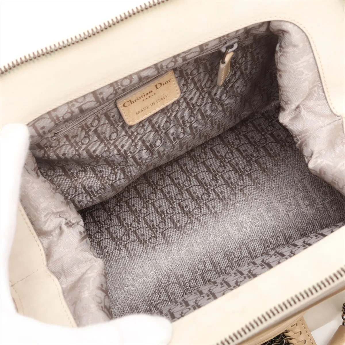 Jeanne Leather Chain Shoulder Bag, Beige — view 7