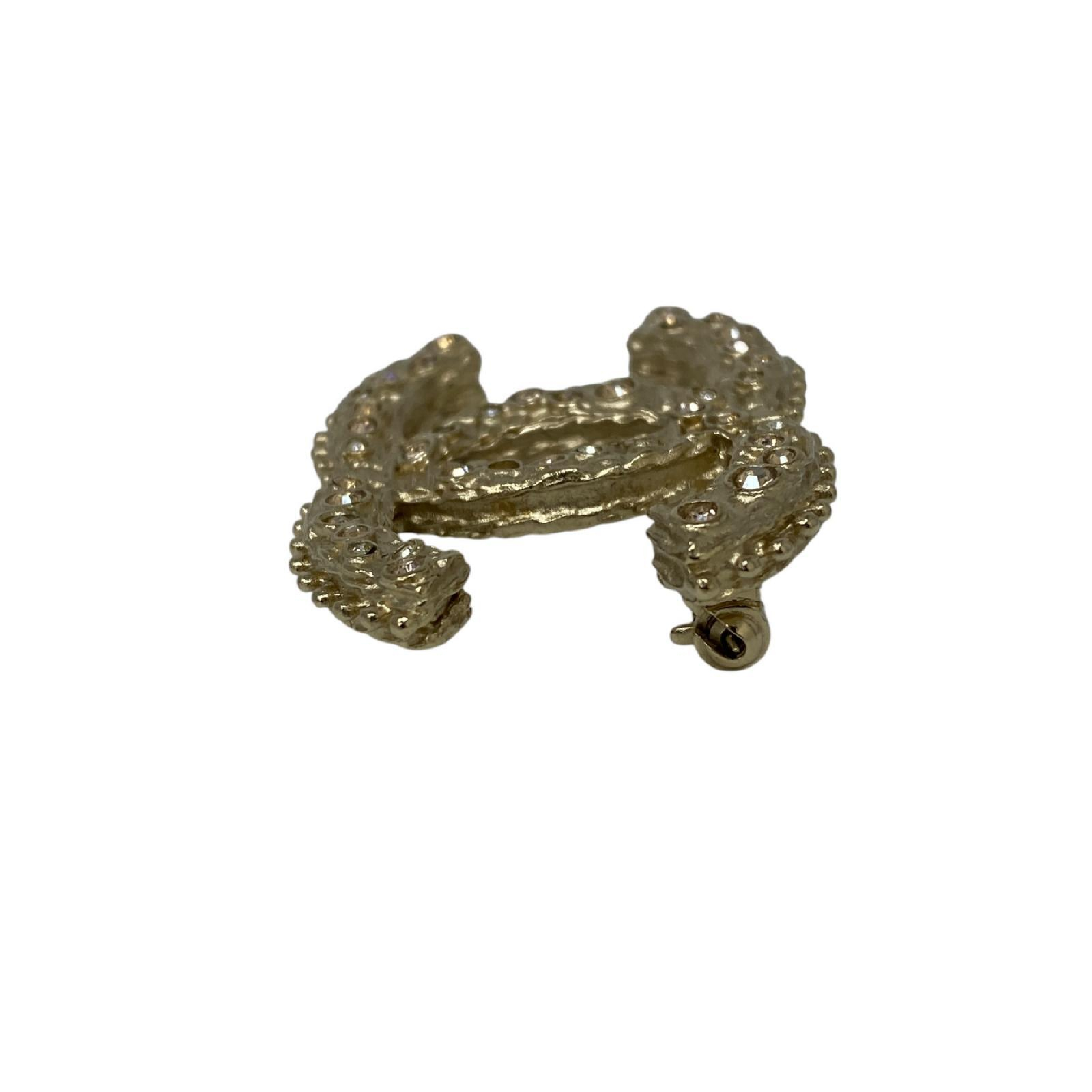 【*Shipped from: Hong Kong*】CHANEL Gold-colored Metal/Rhinestone Coco Mark Brooch A12A Brooch — view 3