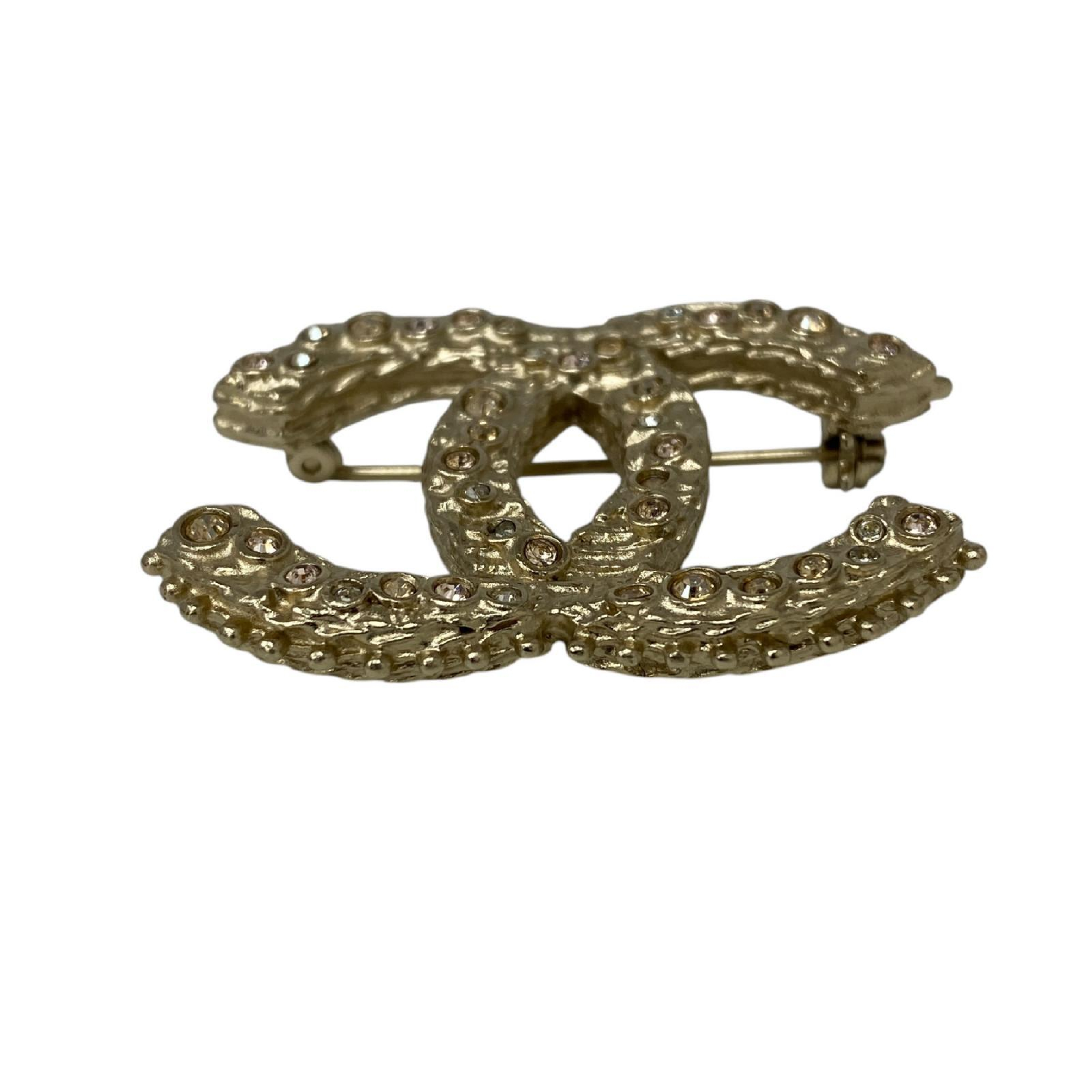 【*Shipped from: Hong Kong*】CHANEL Gold-colored Metal/Rhinestone Coco Mark Brooch A12A Brooch — view 4