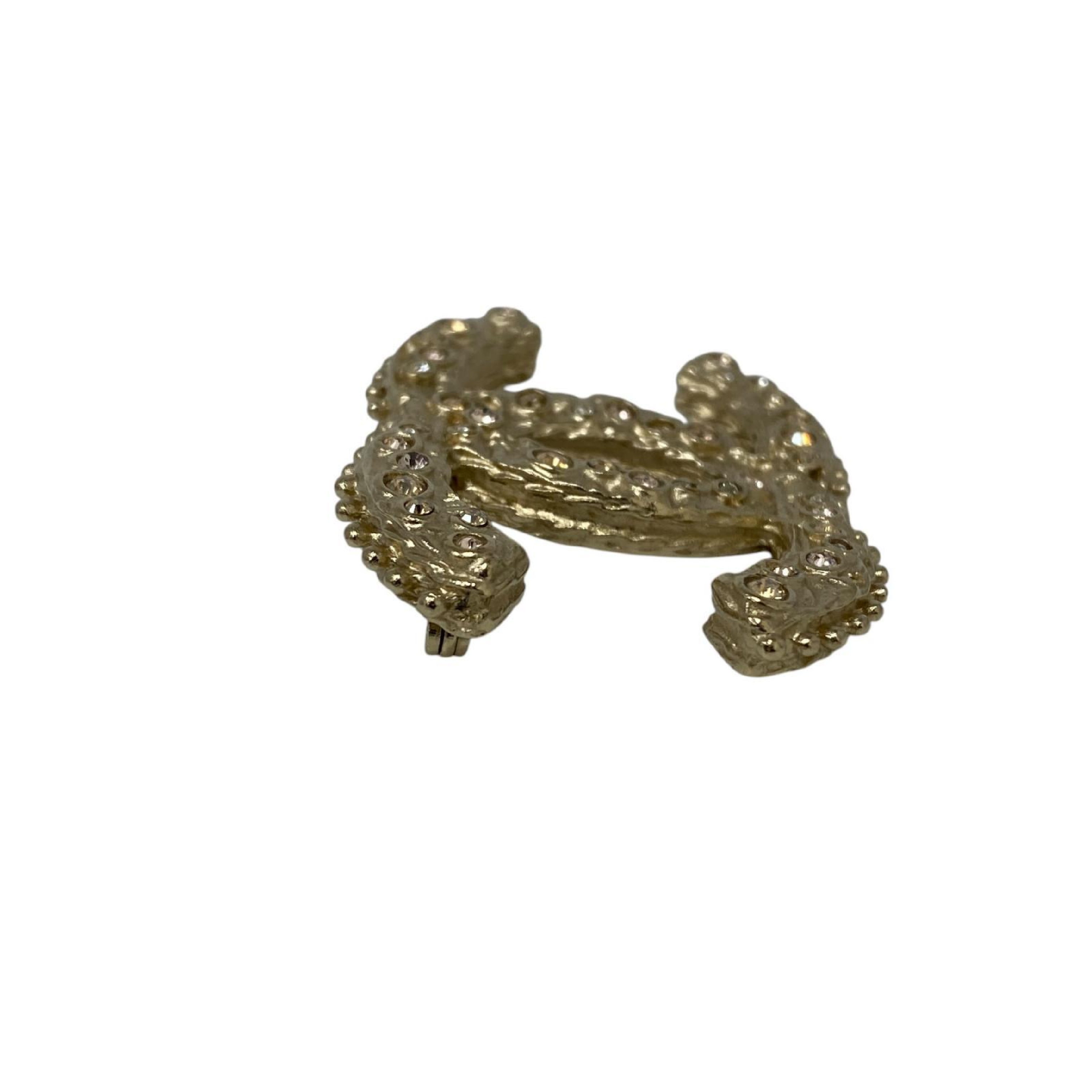 【*Shipped from: Hong Kong*】CHANEL Gold-colored Metal/Rhinestone Coco Mark Brooch A12A Brooch — view 5