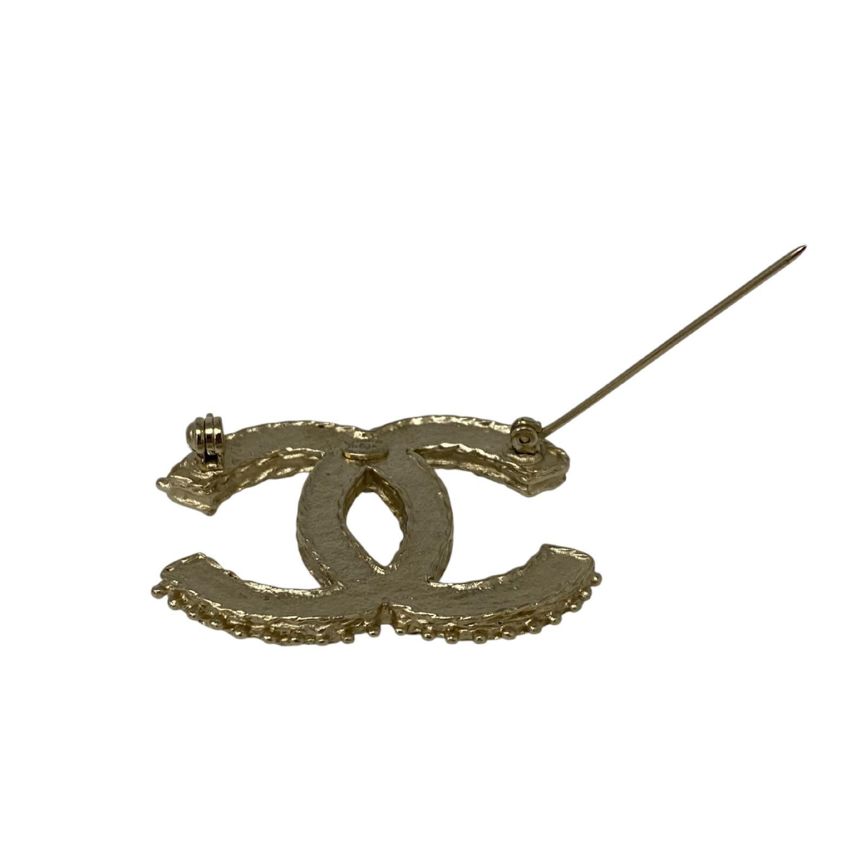 【*Shipped from: Hong Kong*】CHANEL Gold-colored Metal/Rhinestone Coco Mark Brooch A12A Brooch — view 6