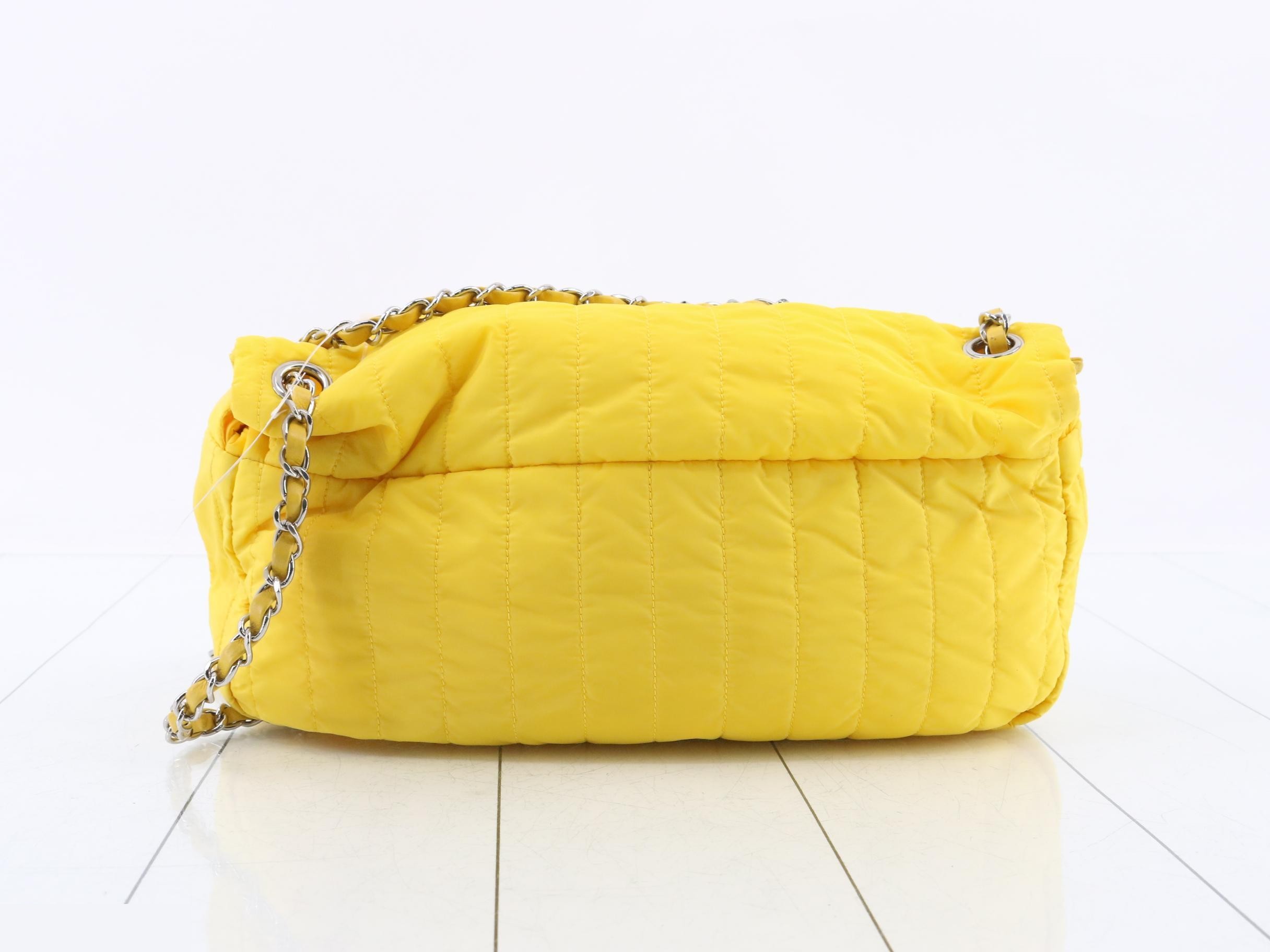 Mademoiselle Chain Shoulder Bag, Matelassé, Nylon, Yellow — view 2