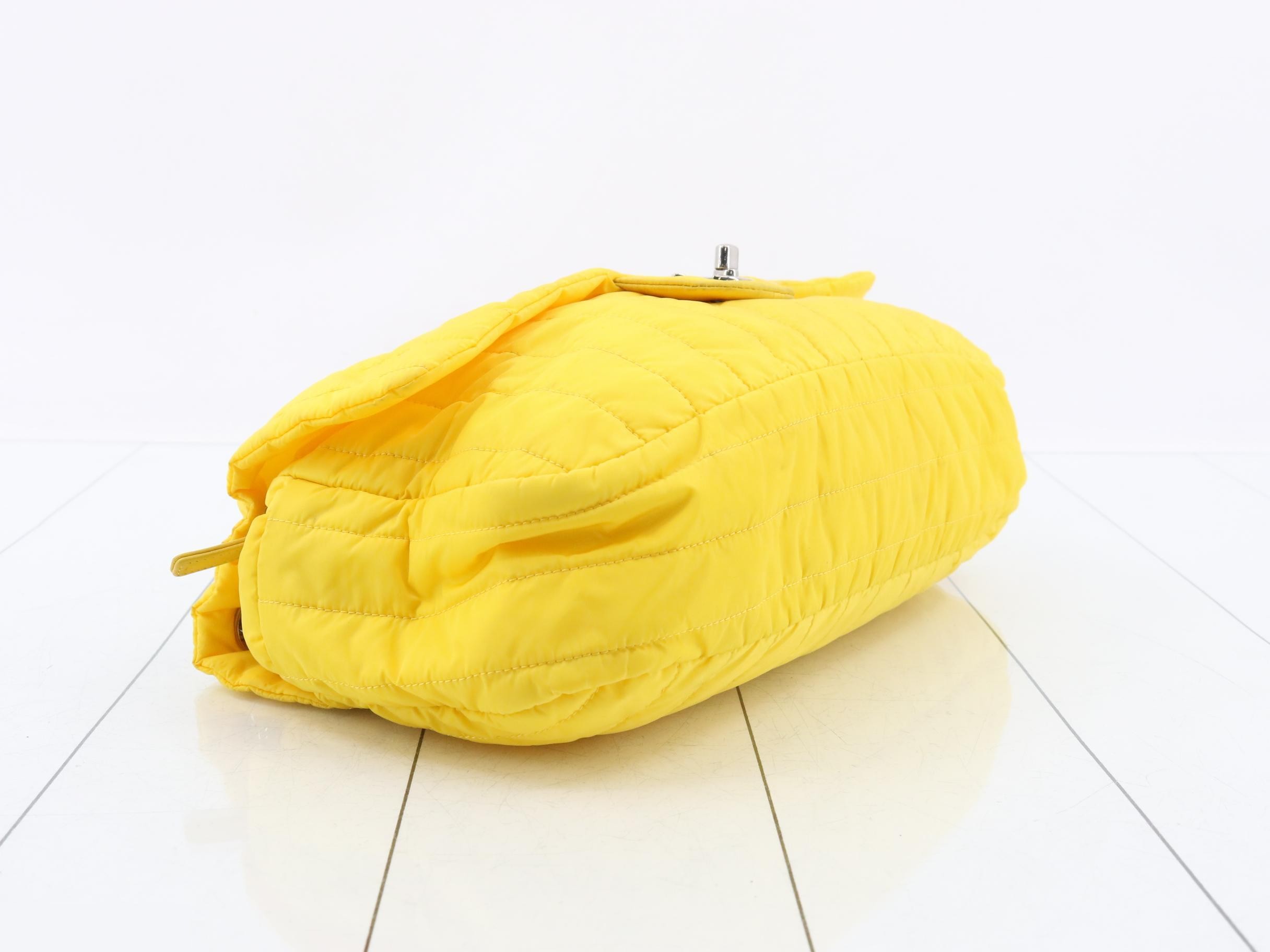 Mademoiselle Chain Shoulder Bag, Matelassé, Nylon, Yellow — view 5