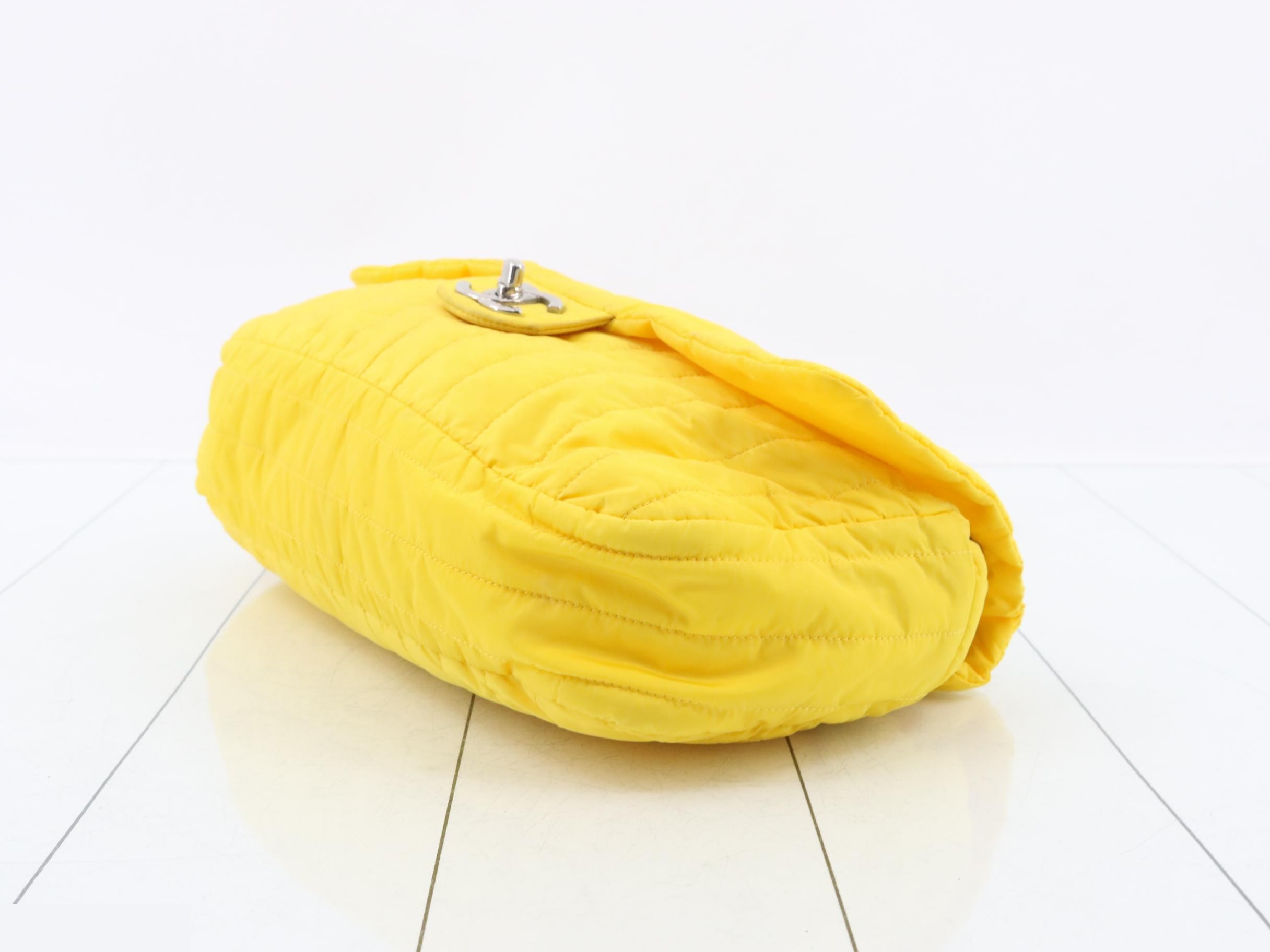 Mademoiselle Chain Shoulder Bag, Matelassé, Nylon, Yellow — view 6