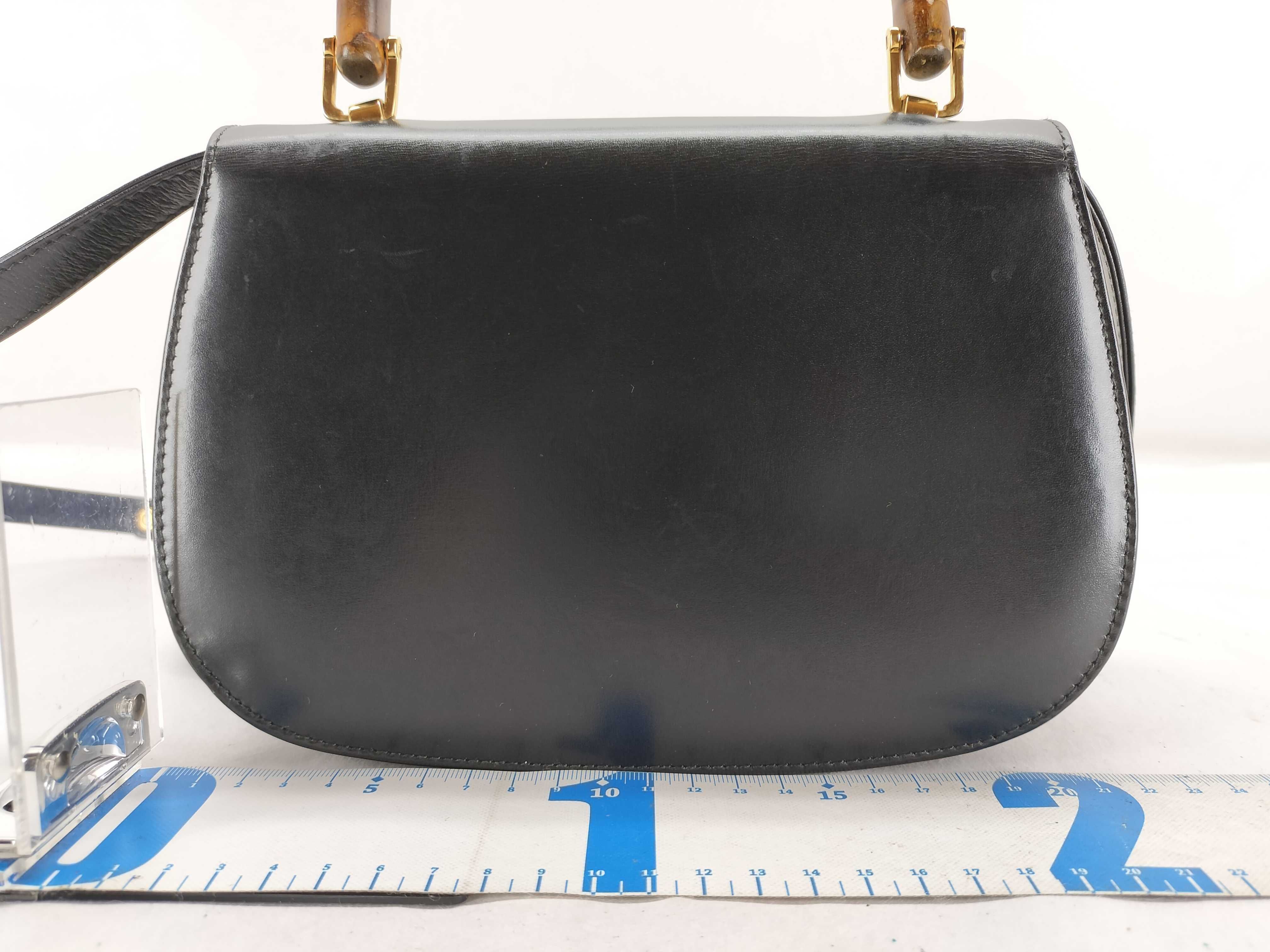 Bamboo Gucci Old Leather Handbag Black 000 46 0188 Handbag — view 2