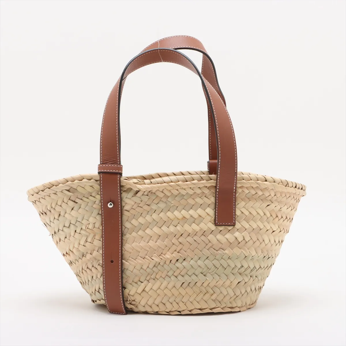 Basket Small Raffia x Leather Basket Bag Beige x Brown — view 2
