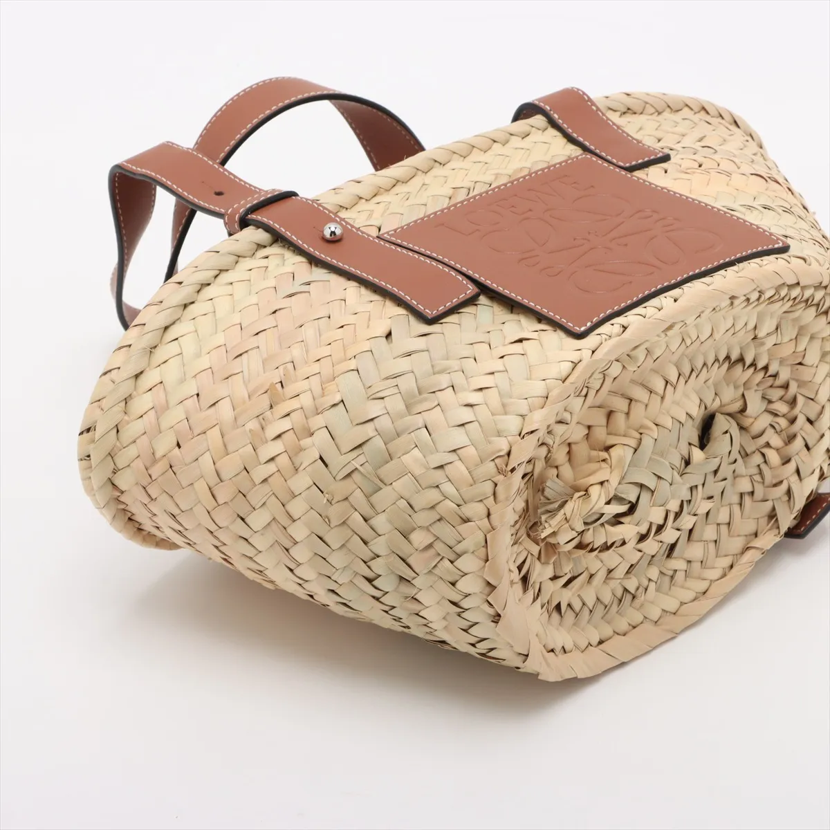 Basket Small Raffia x Leather Basket Bag Beige x Brown — view 4