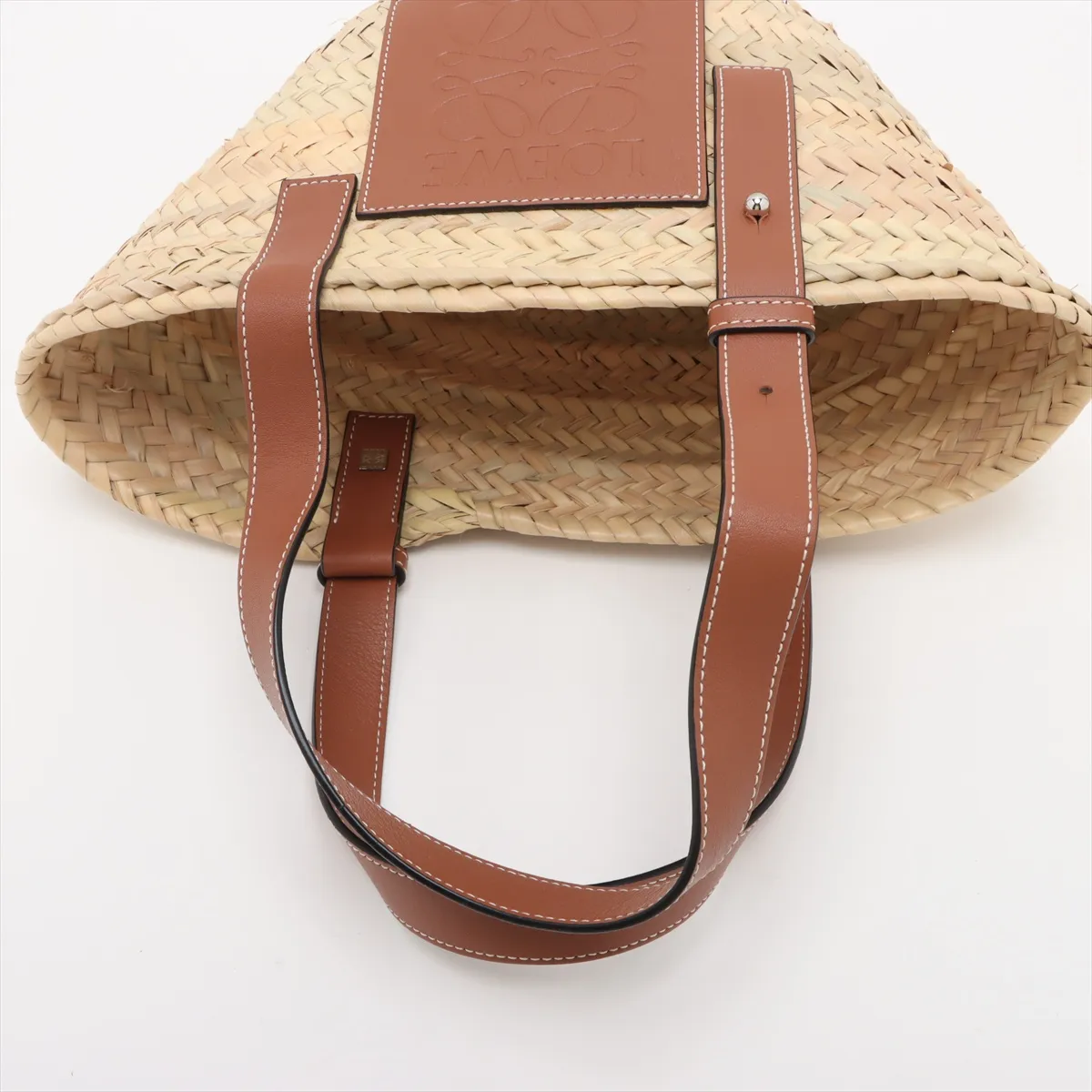Basket Small Raffia x Leather Basket Bag Beige x Brown — view 5