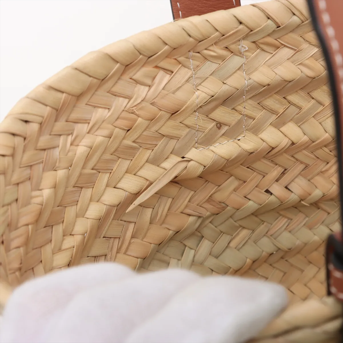 Basket Small Raffia x Leather Basket Bag Beige x Brown — view 9