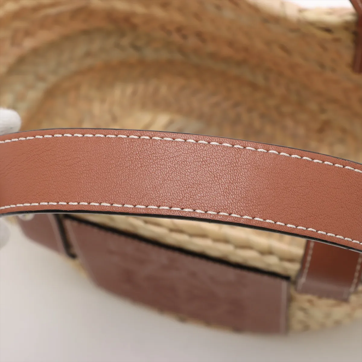 Basket Small Raffia x Leather Basket Bag Beige x Brown — view 10