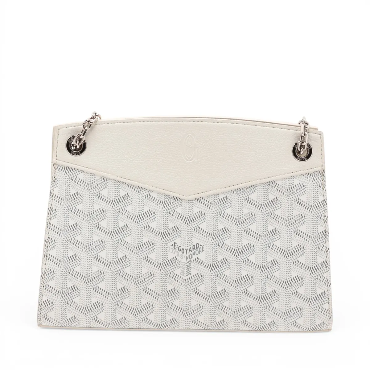 Luette Structured Mini PVC x Leather Chain Shoulder Bag, White — view 2
