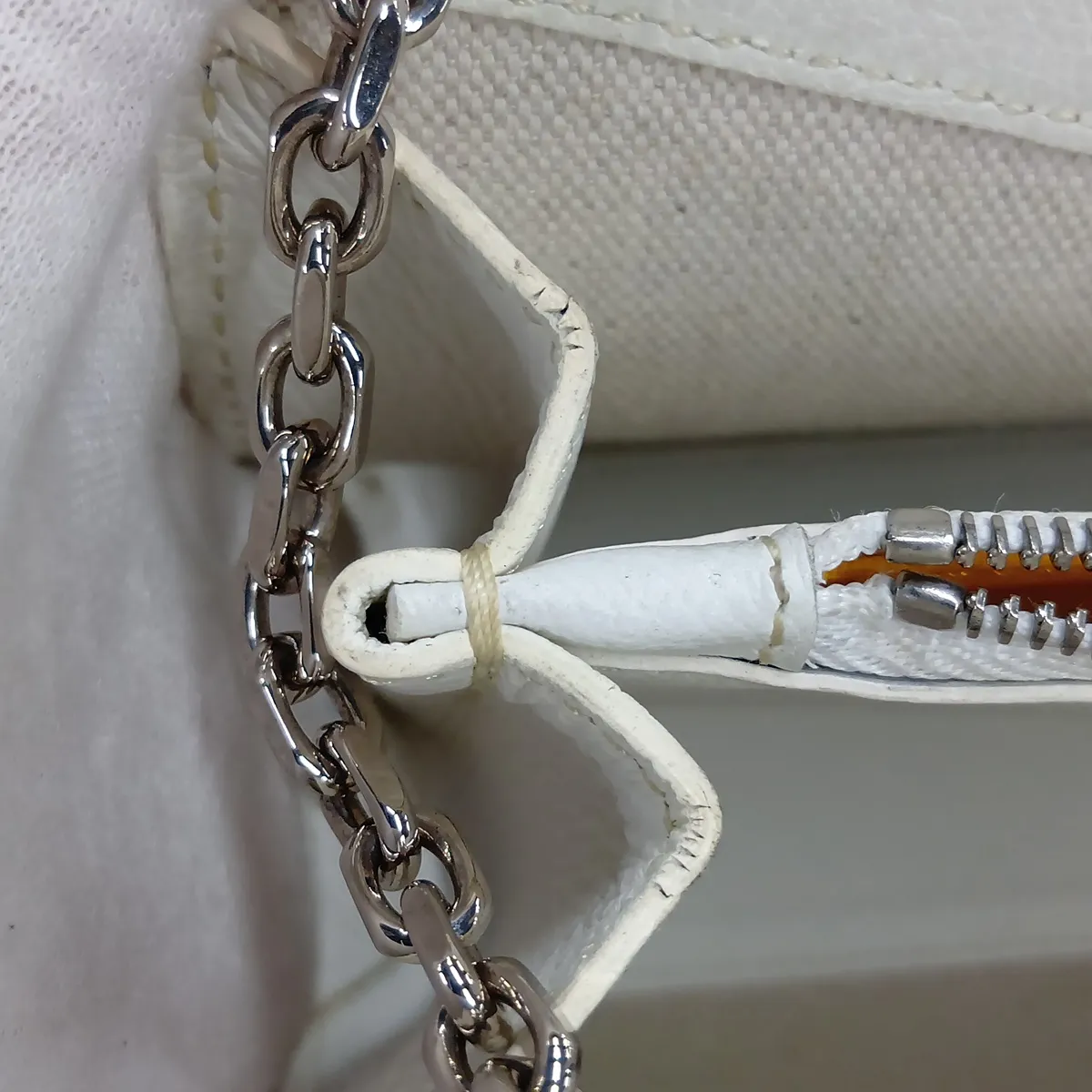 Luette Structured Mini PVC x Leather Chain Shoulder Bag, White — view 13