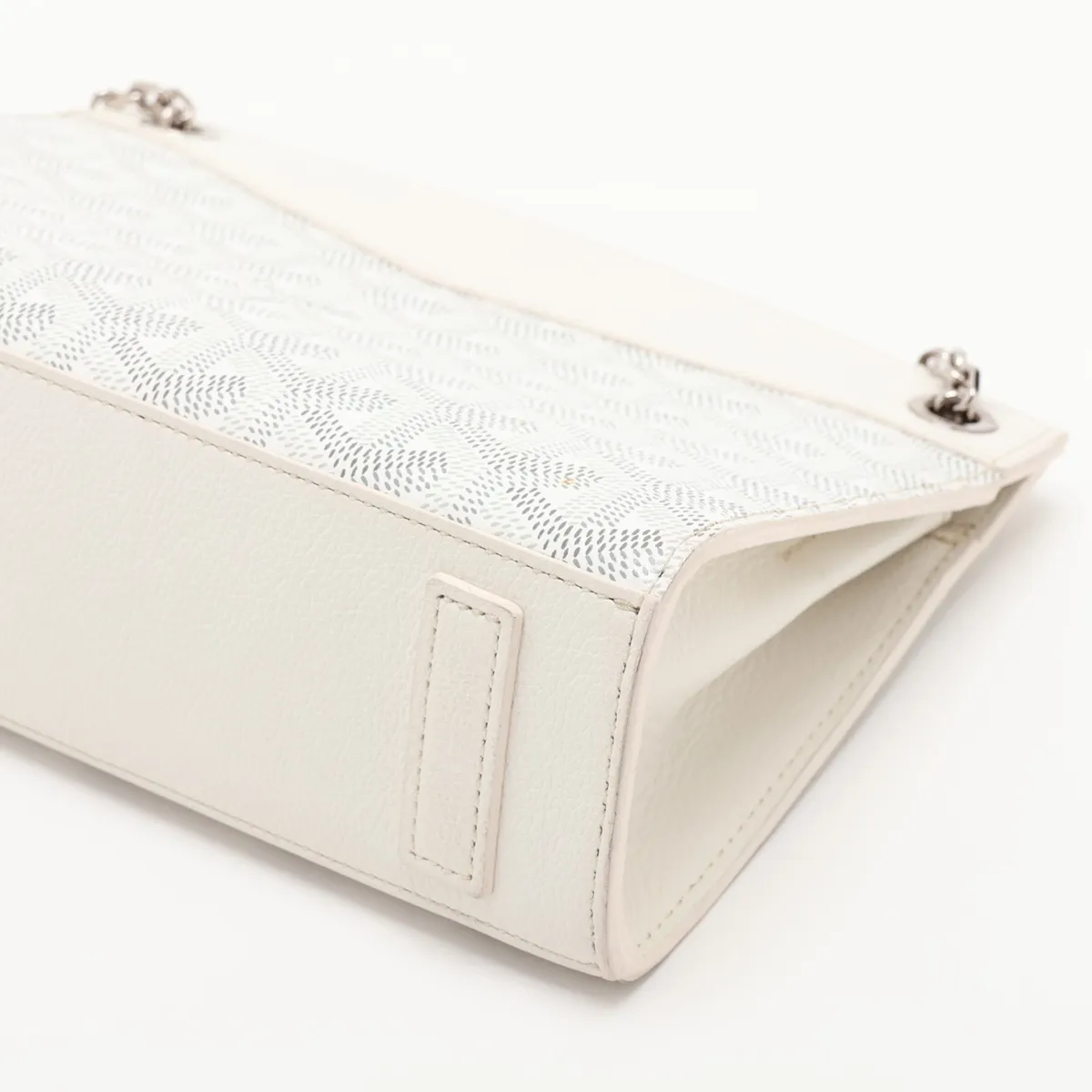 Luette Structured Mini PVC x Leather Chain Shoulder Bag, White — view 3