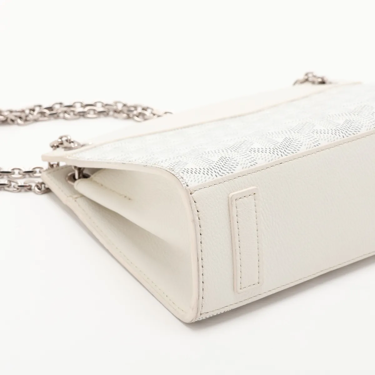 Luette Structured Mini PVC x Leather Chain Shoulder Bag, White — view 4