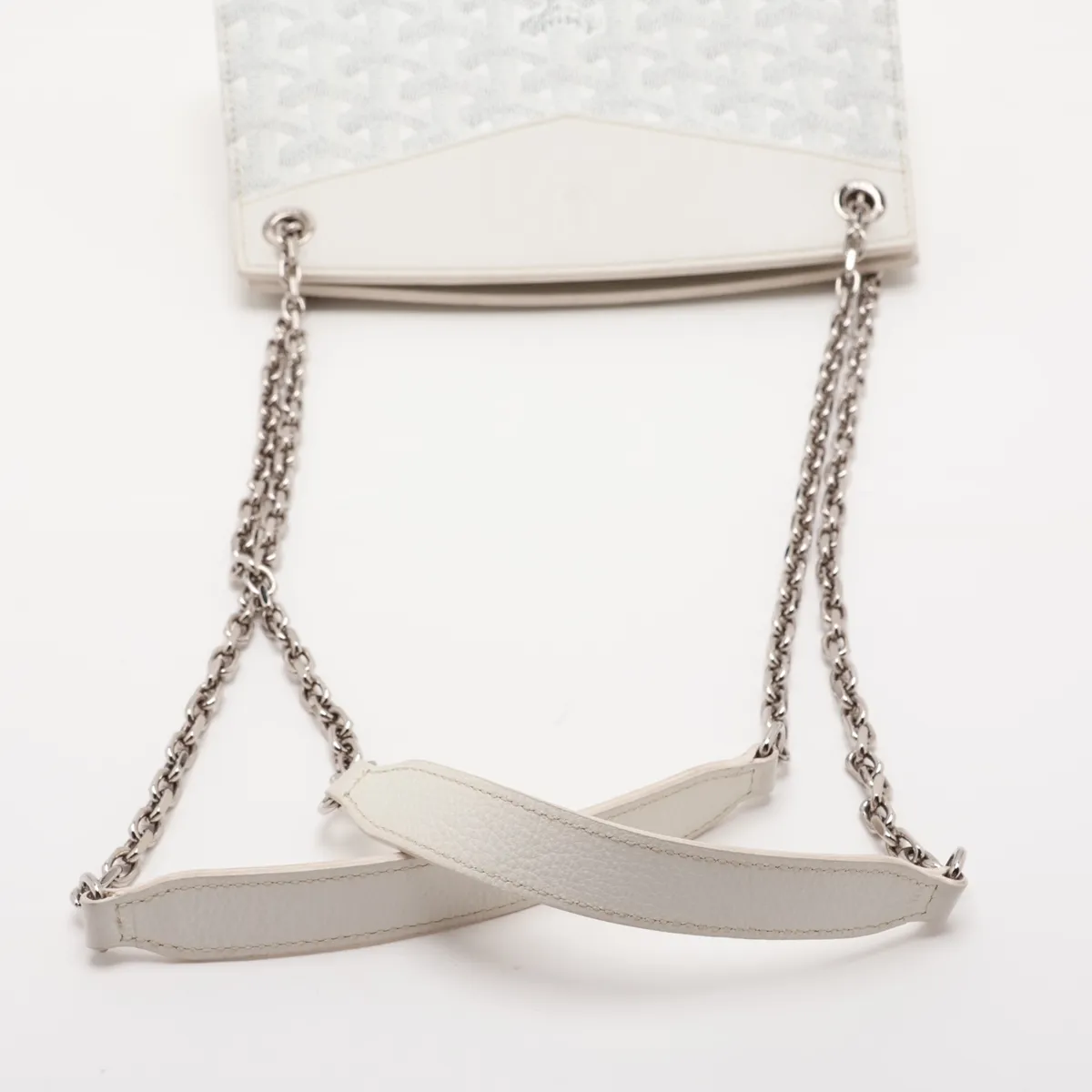 Luette Structured Mini PVC x Leather Chain Shoulder Bag, White — view 5