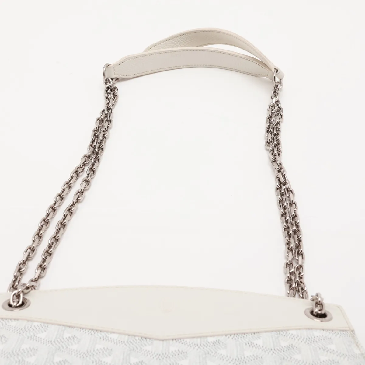 Luette Structured Mini PVC x Leather Chain Shoulder Bag, White — view 6