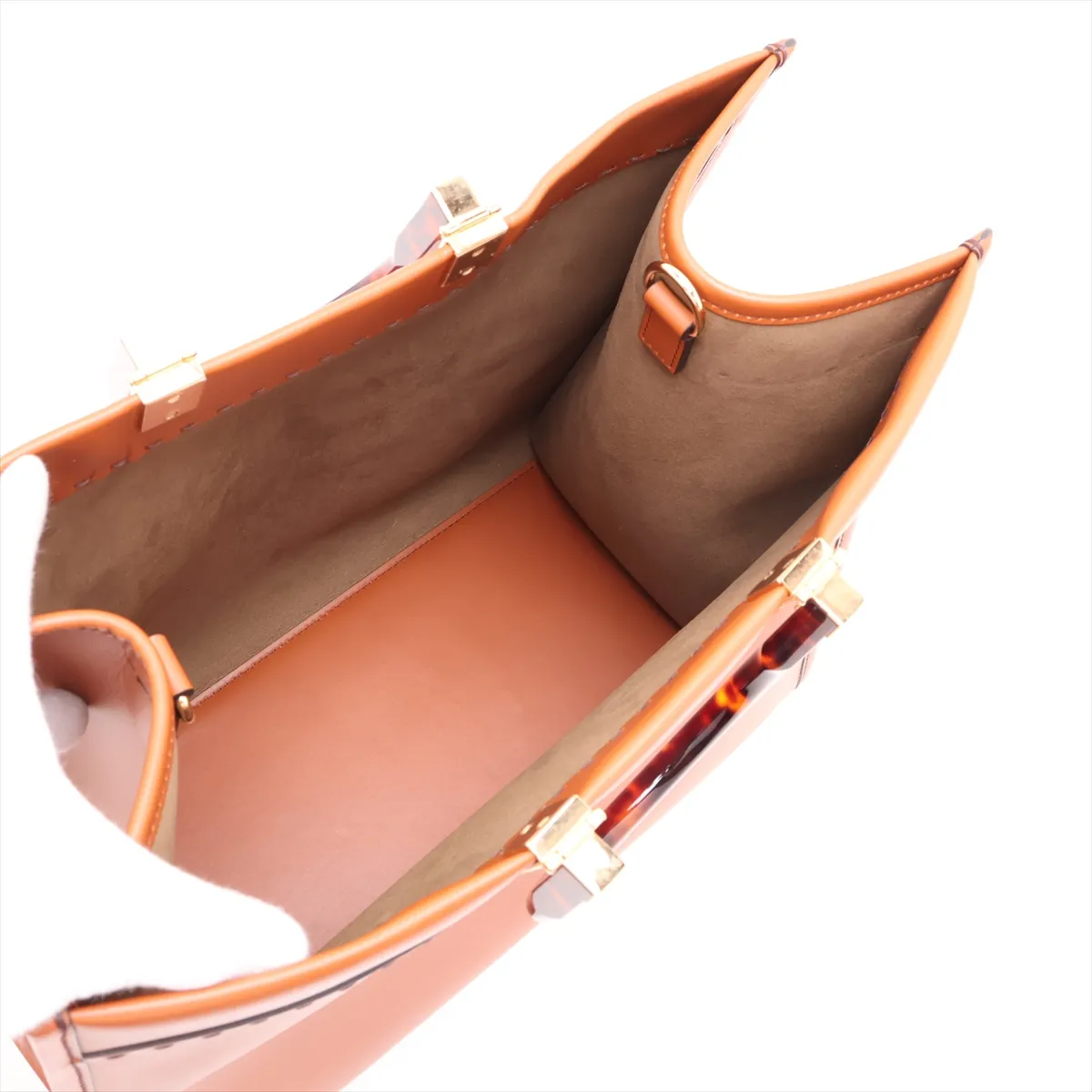 Sunshine Leather Tote Bag, Brown, 8BH372 — view 7